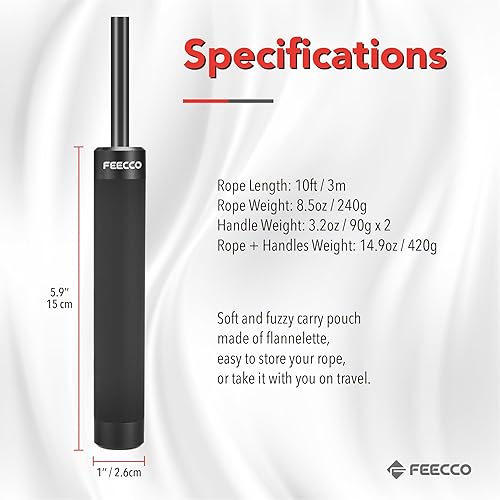 Miniatura 6 de FEECCO - Cuerda de saltar pesada de PVC con asas de metal y rodamientos de bolas