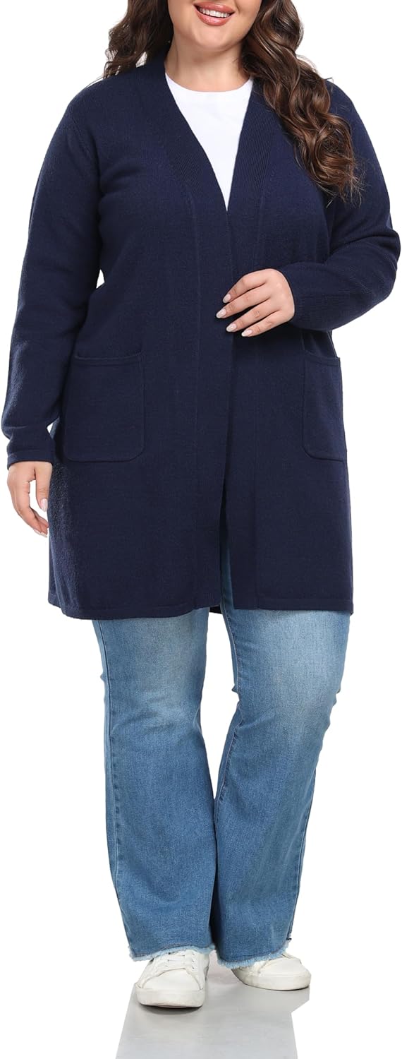Shiaili Long Plus Size Sweater Cardigan Easy Close Open Front Coat for Women - Image 3