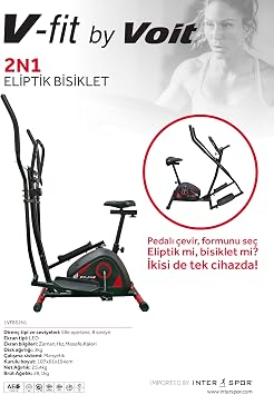 Voit V-Fit 2’si 1 Arada Manyetik Eliptik & Kondisyon Bisikleti – 8 Kademeli Direnç, LCD Ekranlı, Nabız Ölçerli, Sessiz ve Kompakt Ev Tipi Kardiyo Aleti