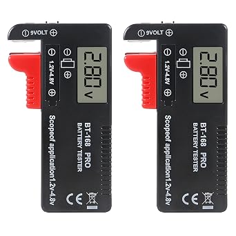 Digital LCD Universal Battery Tester Model Bt - 168 PRO, Portable Battery Checker Battery Tester for AA AAA C D 9V 3.7V 1.5V Button Cell 2pcs