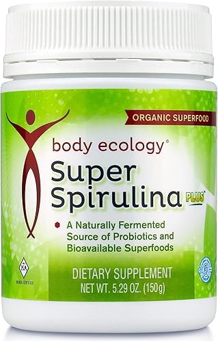 Body Ecology Super Spirulina Plus  Suplemento orgánico de superalimentos  Fuente fermentada de probióticos  5.29 oz