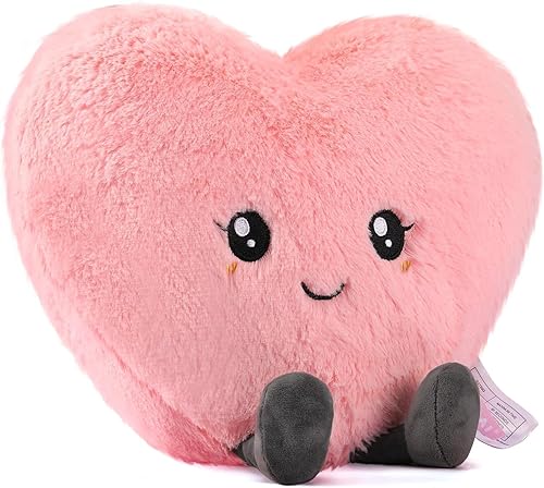 Miniatura 10 de Almohada de corazón rojo de 11.8 pulgadas, almohada de amor, bonito juguete de peluche, almohadas de corazón, animales de peluche para microondas