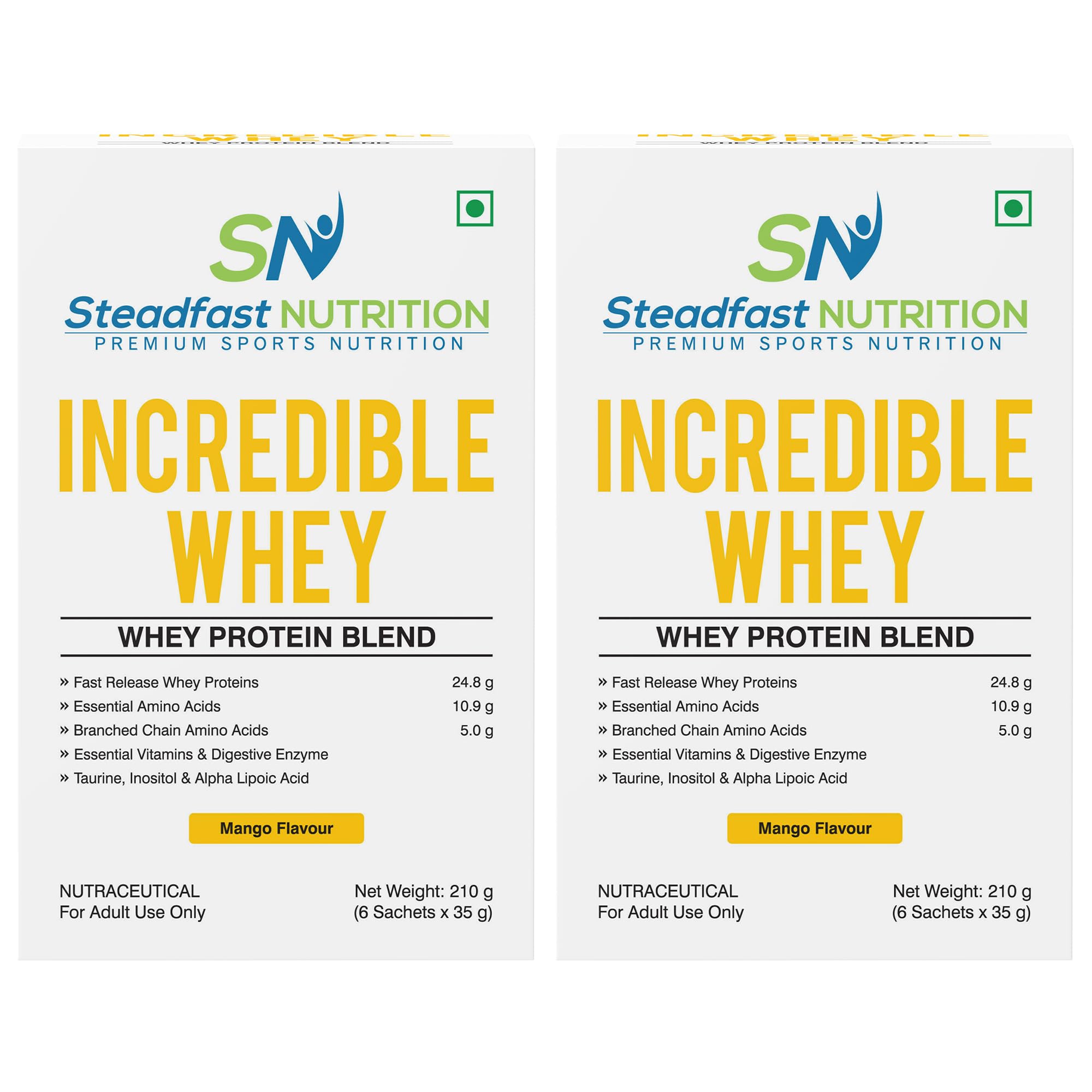 Steadfast Nutrition Incredible Whey Protein Blend Essential Amino Acids Protein Powder (Pack of 2, Coffee 12 Sachets, 420g) — Amazon image 22