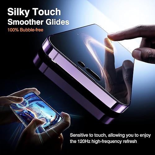 Miniatura 7 de Paquete de 4 + 2 protectores de pantalla de privacidad para iPhone 14 Pro 6.1 pulgadas con protector de lente de cámara, protección contra caídas