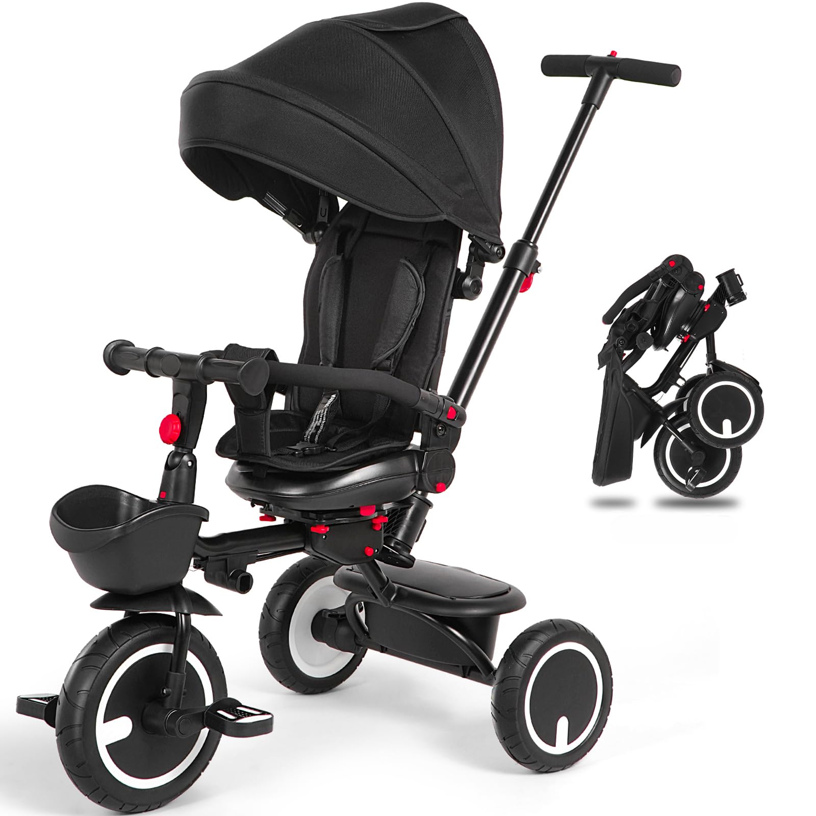 Trixplorer 7-in-1 Tricycle For Toddlers, Removable Push Handle, 360