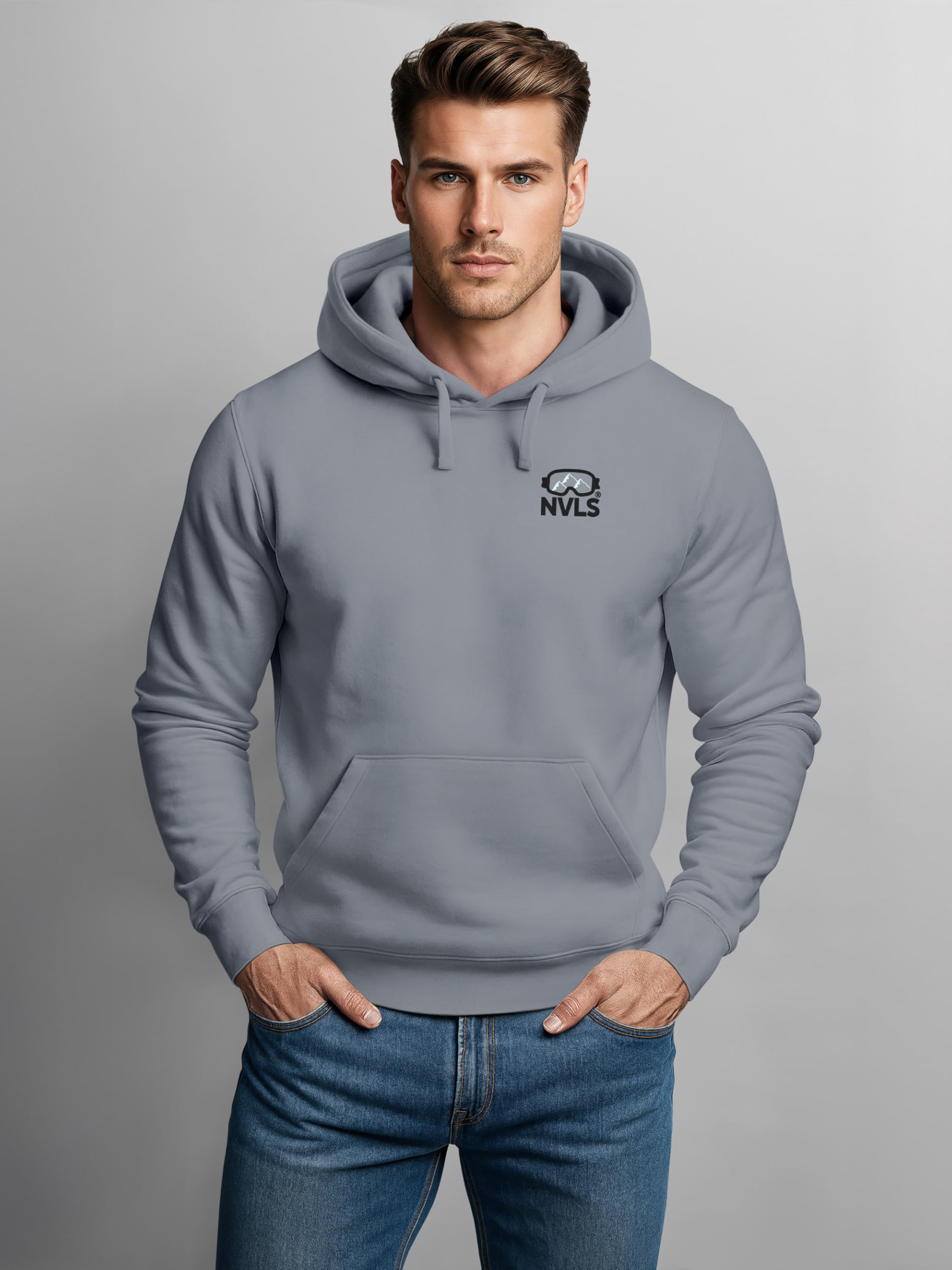 Neverless® Herren Hoodie Backprint Après Ski Social Club Skifahren Snowboarden Kapuzen-Pullover Männer Fashion Streetstyle