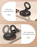 AILKIN Support de téléphone magnétique double, Support de Kickstand magnétique universel, Poignée Mag Safe Ring, Support pliable de téléphone cellulaire pour Samsung, Android, iPhone, Boîtier, Bureau, Support de voiture-Black