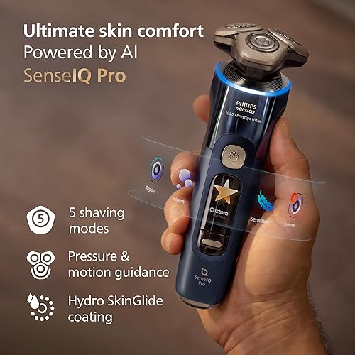 Miniatura 7 de Philips Norelco Shaver i9000 Prestige Ultra, afeitadora eléctrica en seco y húmedo, Adriatic, tecnología SenseIQ Pro, sistema de triple elevación y