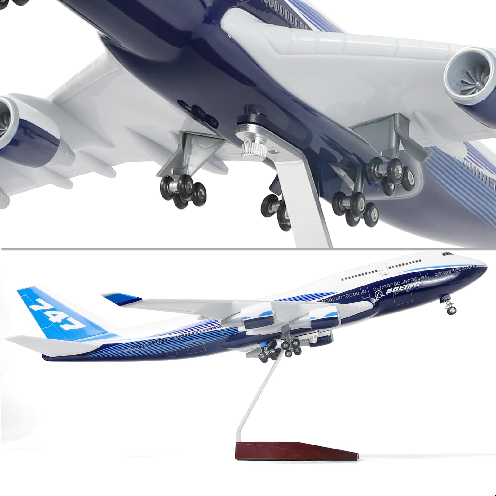 747 Prototipo 1/160 modelo de avión grande -17 pulgadas (largo) Boeing 747 El modelo de avión -Cast para modelo adulto 747 con soporte para entusiastas de la aviación Regalos o Displaydek