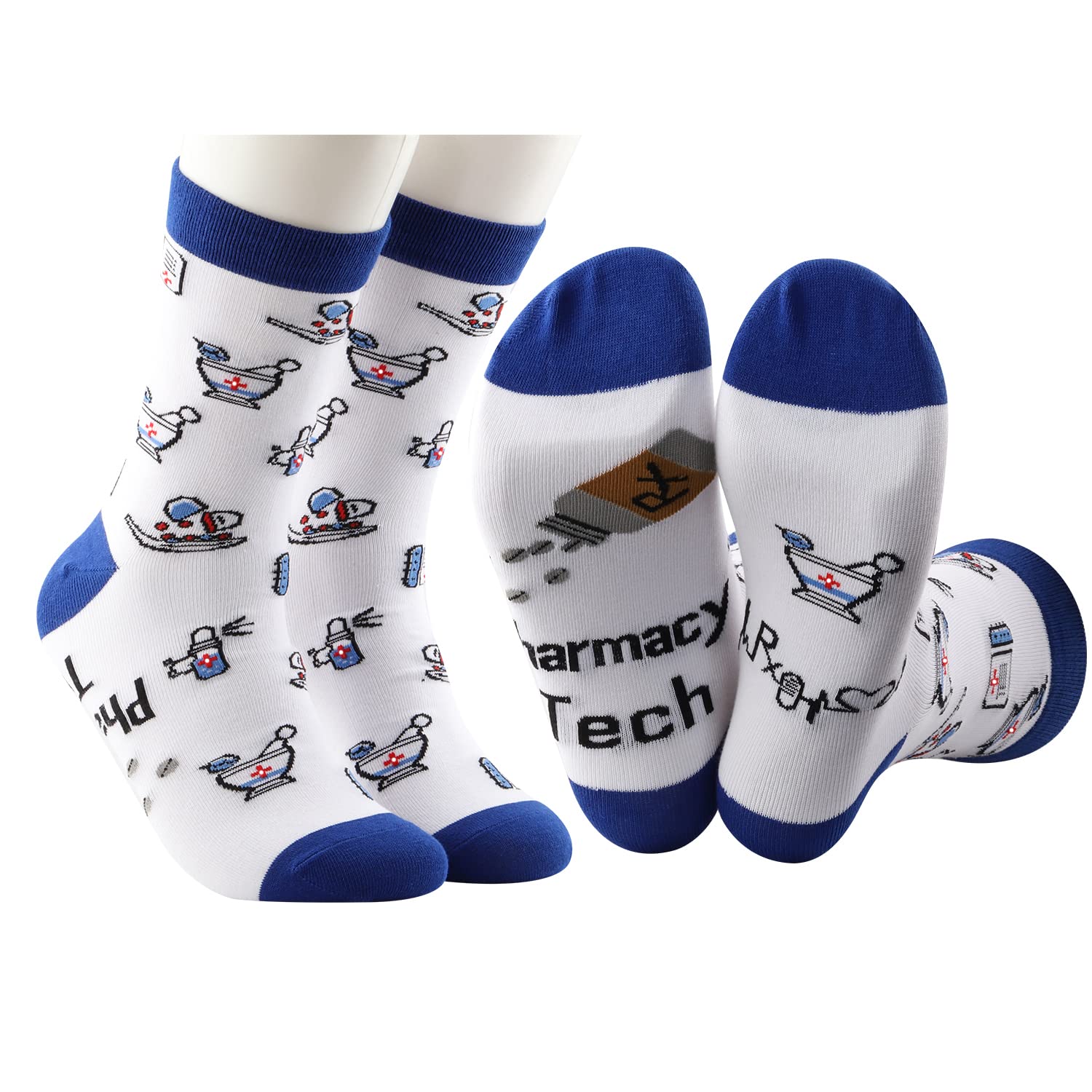MBMSO Pharmacy Tech Gifts 2 Pairs Pharmacist Socks Pharmacy Technician Gifts RX Pharmacist Gifts Student Graduation Gifts