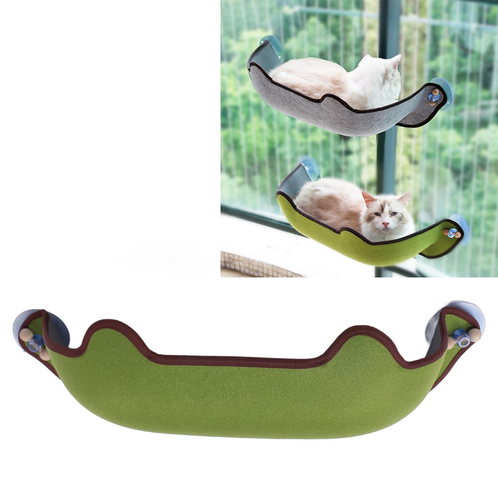 Hamaca para Ventana para Gatos, Desmontable, Transpirable, Lavable, Inalámbrica, para Alféizar de Ventana, Cama para Mascotas con Fuerte Succión, Materiales Duraderos, Instalación Sencilla,