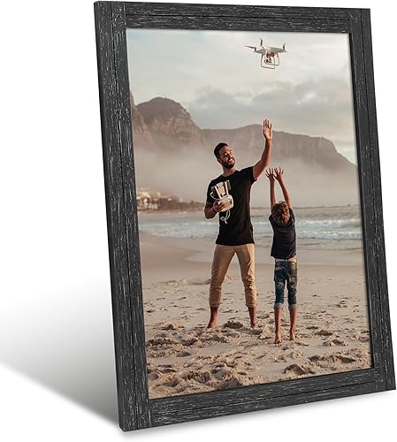 Miniatura 8 de Americanflat Marco para póster de 18 x 24 pulgadas, color negro carbón, marco rústico con madera texturizada y plexiglás, formatos horizontales y