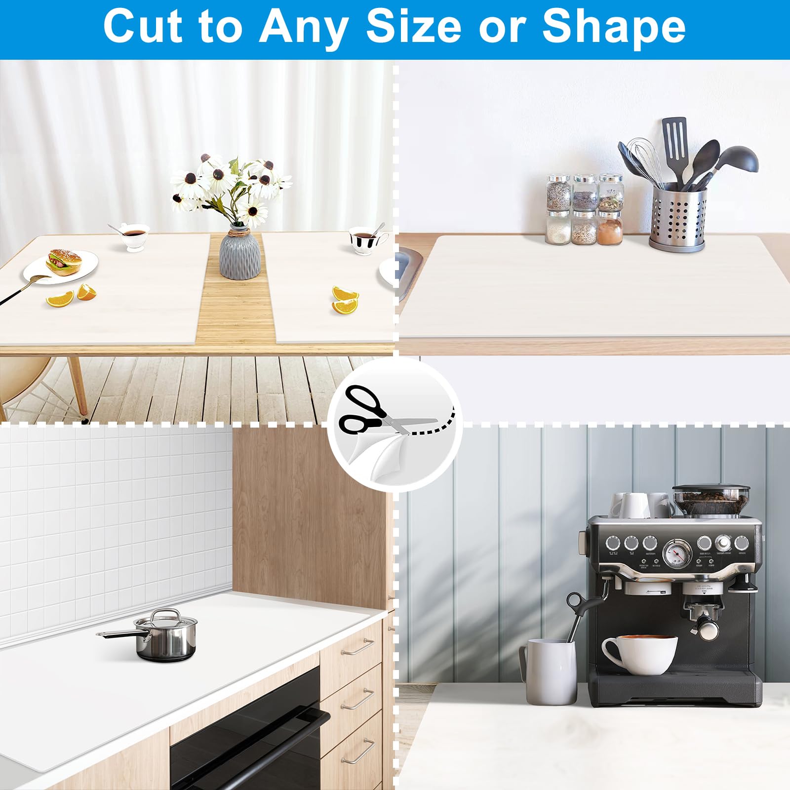 AECHY Silicone Mats for Worktops 200x50x0.2cm, Heat Resistant Mat Waterproof Kitchen Worktop Protector - Image 3