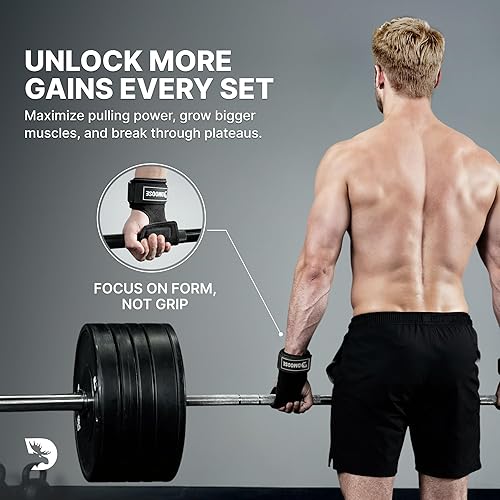 Miniatura 3 de DMoose Fitness Puños de levantamiento de pesas, correas acolchadas de neopreno antideslizantes para levantamiento de pesas, entrenamiento cruzado y