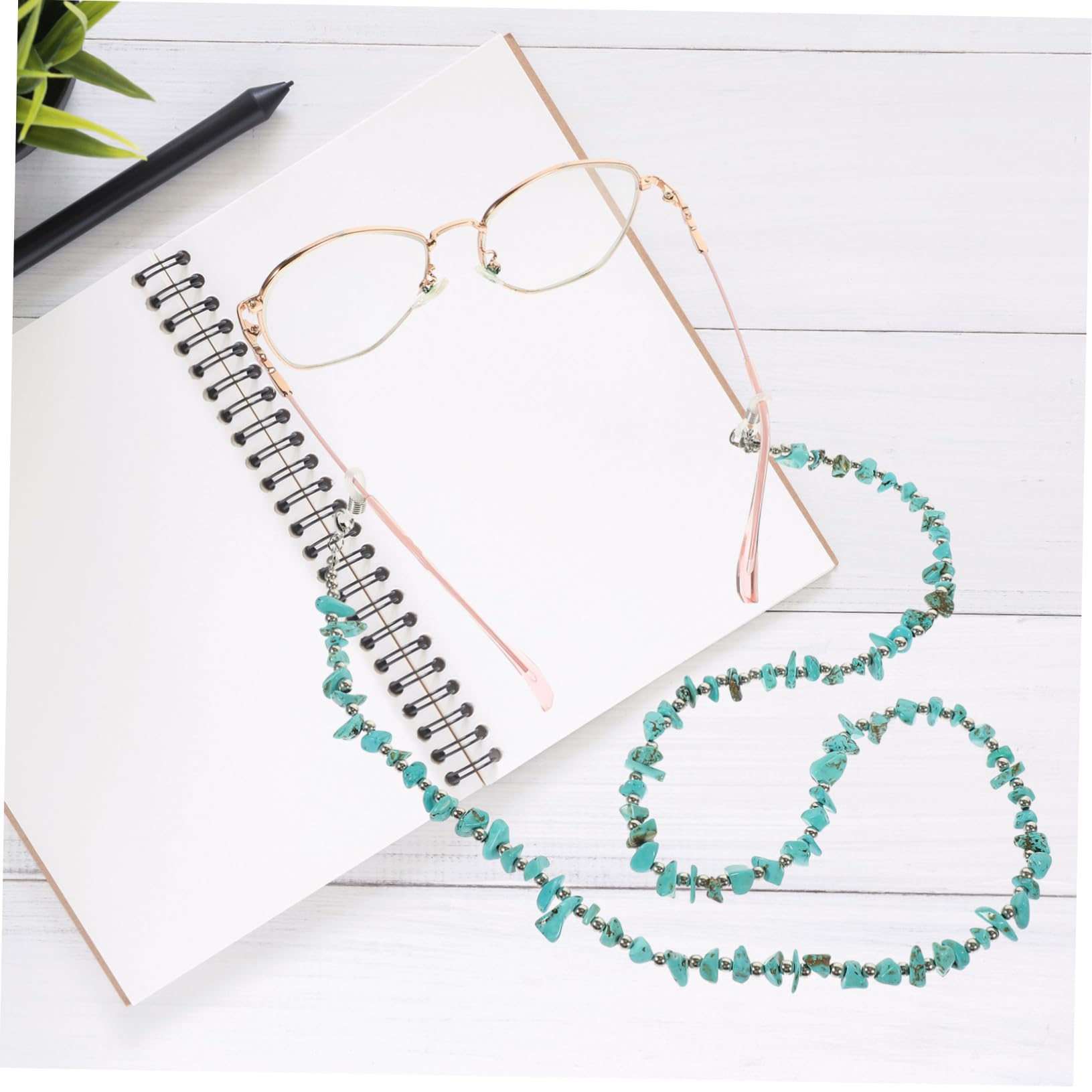 minkissy Irreguläre Türkisfarbene Brillenband Kette mit Design Bead Chain für Damen für Brillen Beim Sport Vielseitig Einsetzbar für Outdoor Aktivitäten