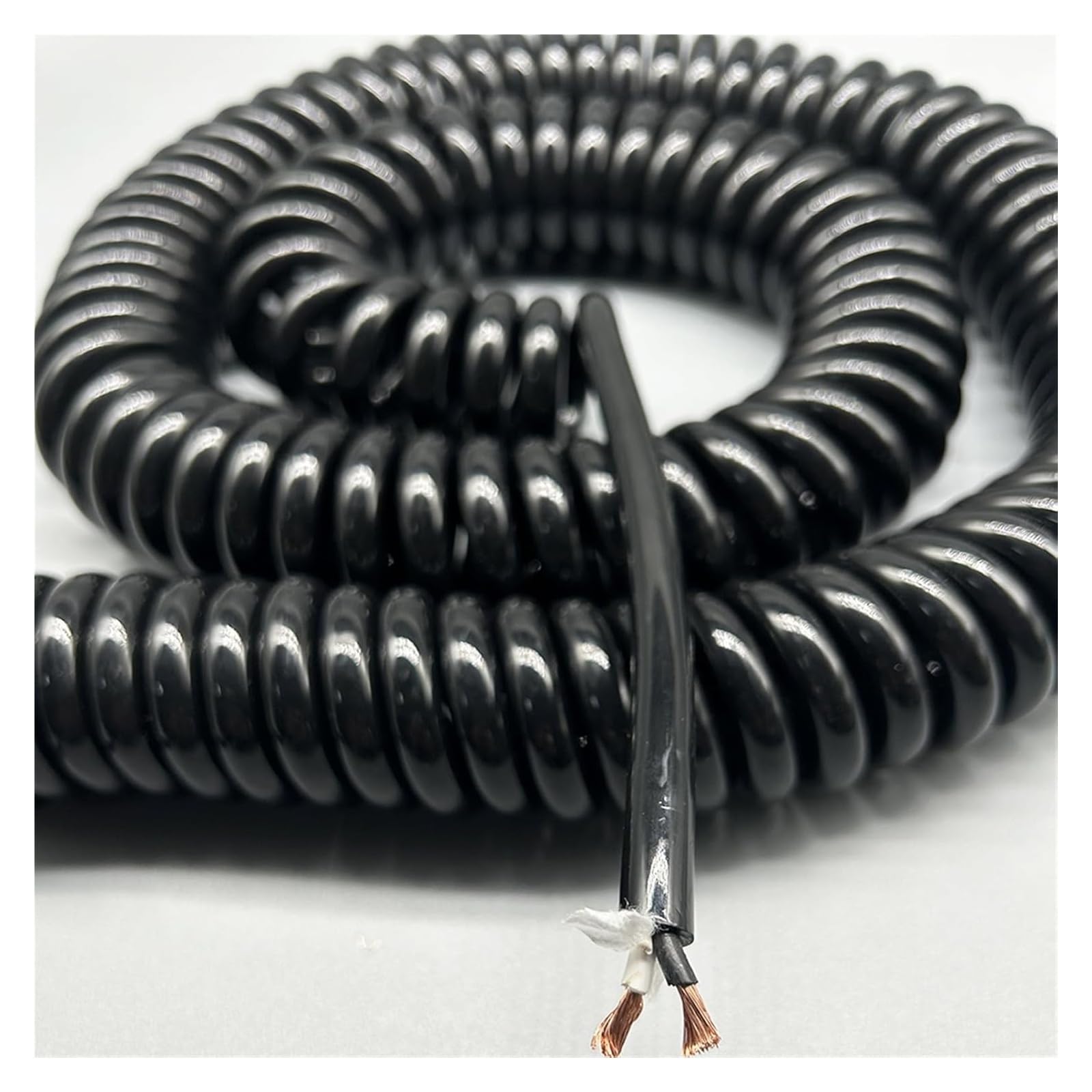 Cavo telefonico Cavo di Alimentazione Flessibile a Spirale, Cavo di Alimentazione telescopico Elastico Quadrato da 2,5 mm, Cavo Super Morbido a 2 conduttori(Stretch 2 Meter)