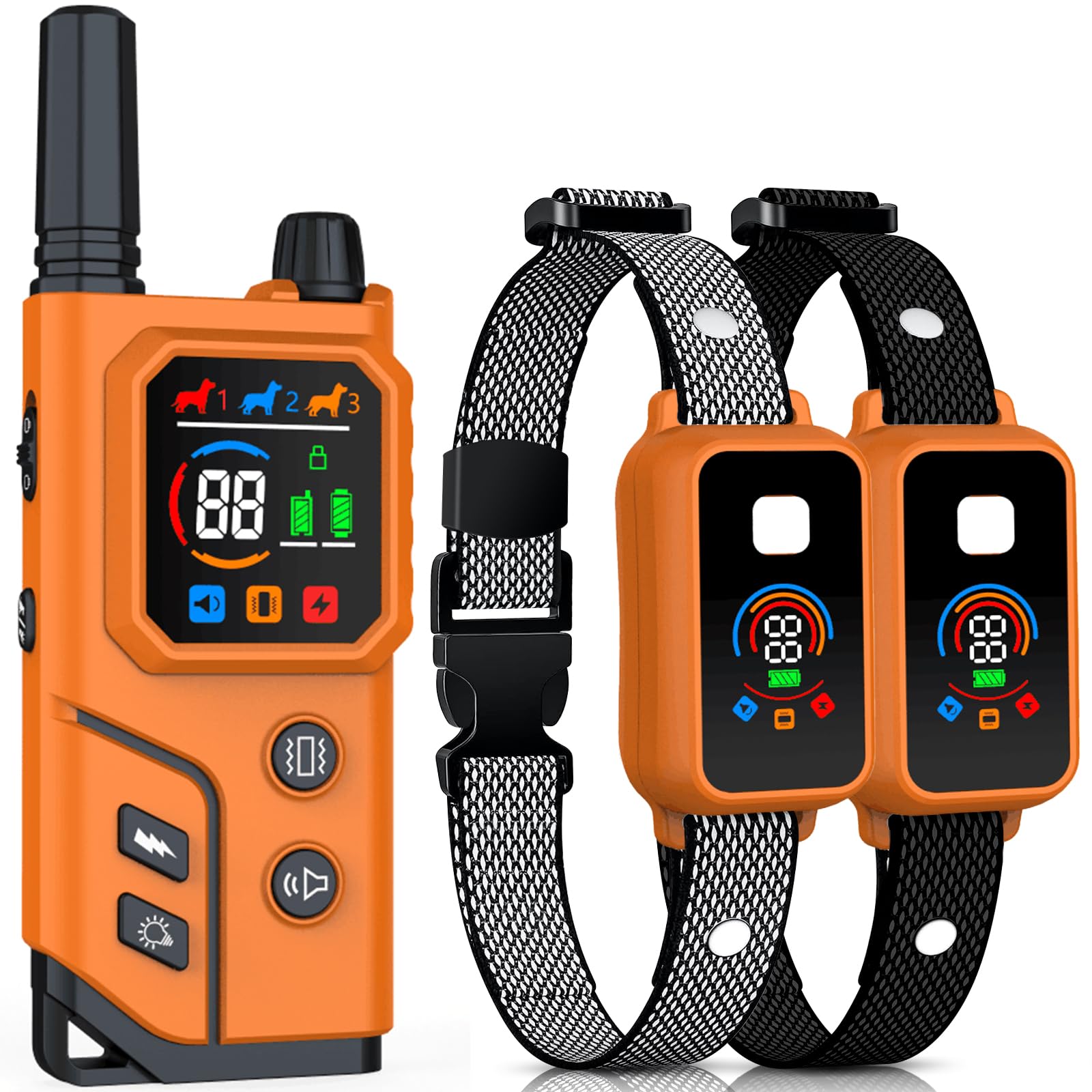 Dog Shock Collar 2 Dogs,4000FT with Flash Light for Night Walks, Dog Training Collar with Remote Control, E Collar with Adjustable Pitch Beep,Vibration and Shock,Rechargeable Waterproof Shock Collar