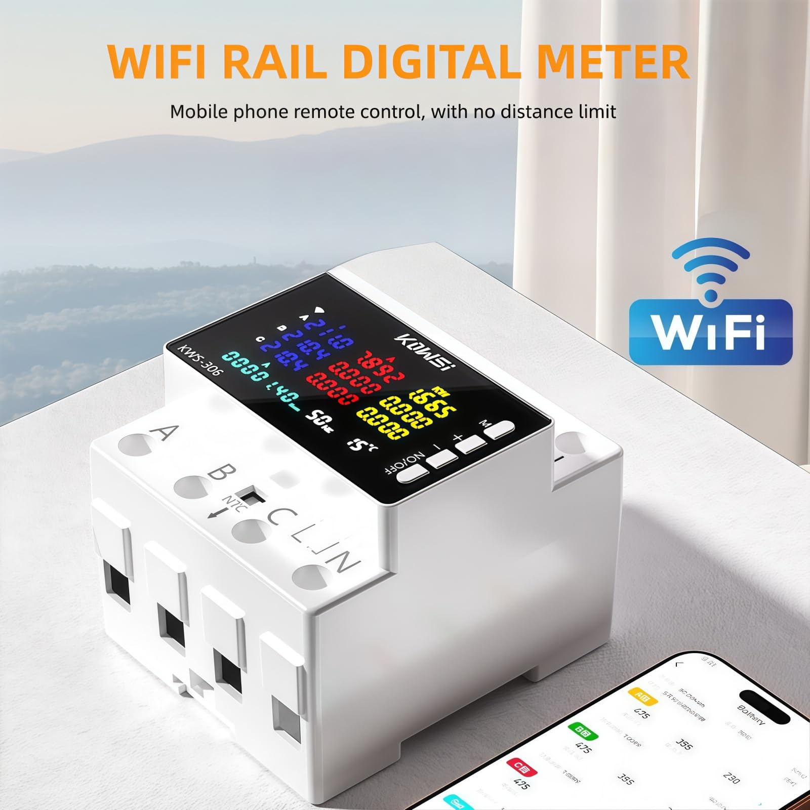 Licznik prądu 3-fazowy, 4-przewodowy, cyfrowy licznik prądu LCD, 9 w 1 WLAN Tuya Smart Meter, kalibrowany licznik prądu trójfazowego, AC 85-290 V 0-80 A