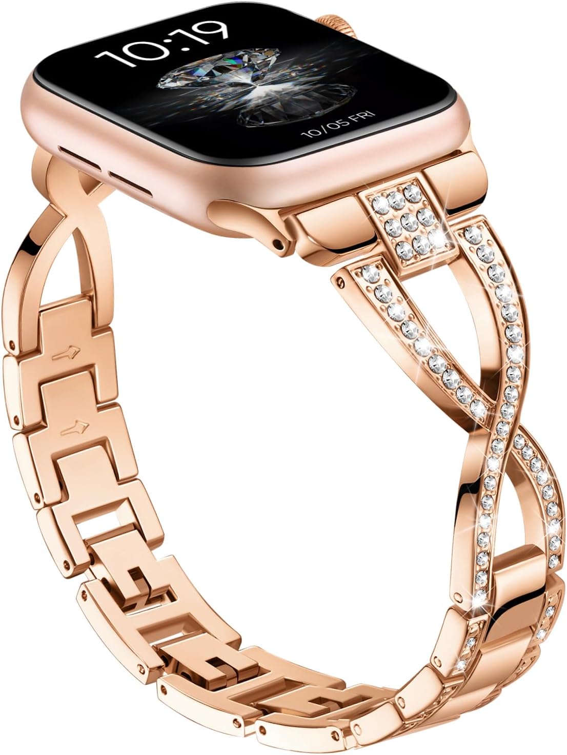 Slim Band Compatible with Apple Watch Bands 40mm 41mm 42mm 38mm 44mm 45mm 46mm 49mm Women, Thin Dressy Metal Stainless Steel Bracelet with Bling Diamond for iWatch Series 11 10 9 8 7 6 5 4 3 SE Ultra