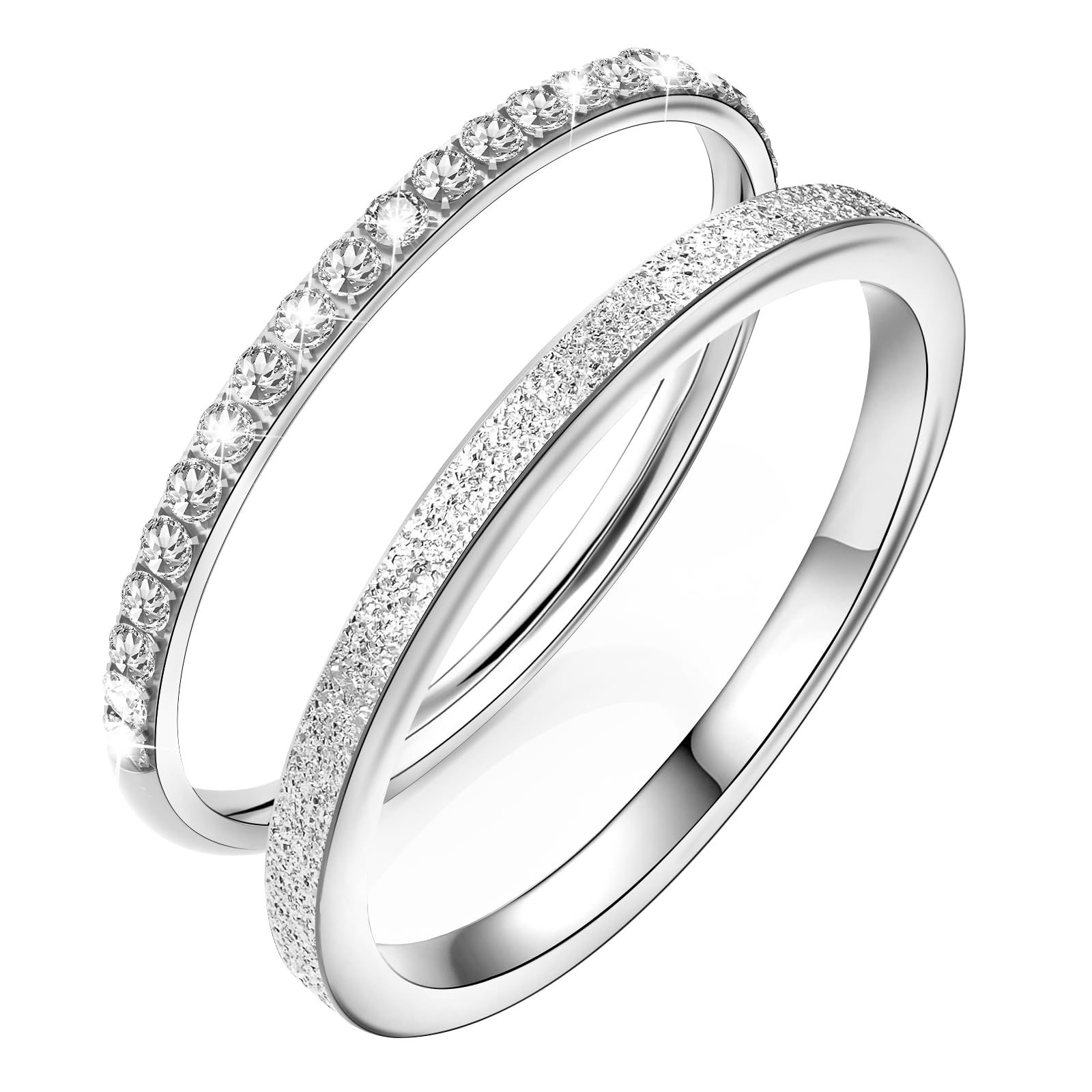 2-Pack Gold Plated Stacking Rings for Oura Ring 4/Ring 4 Ceramic/Gen 3, Non Tarnish,Matte Finish Sandblast Ring with 14K Zirconia Simulated Diamond