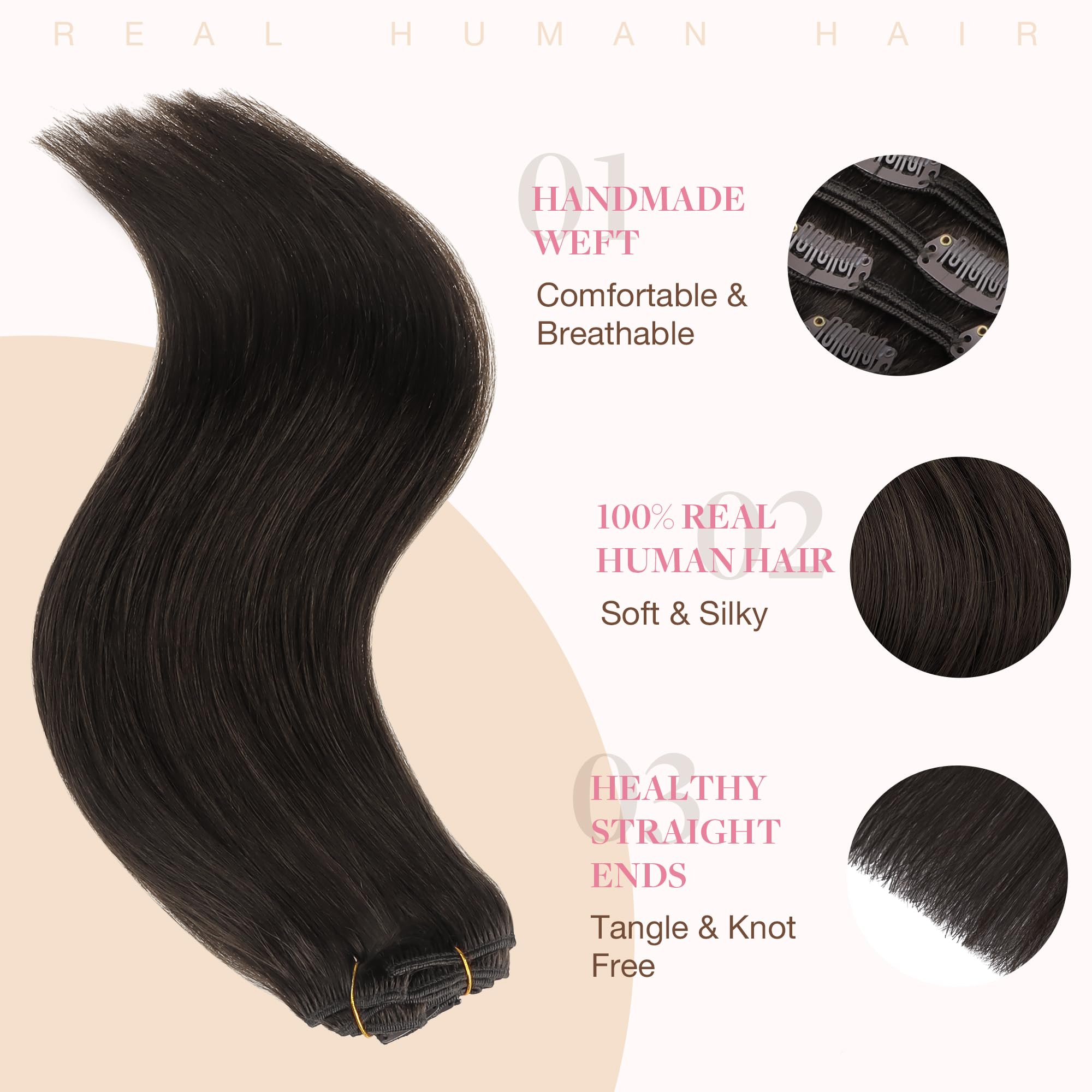 GOO GOO Extensiones Adhesivas Pelo Natural, 30cm 65g 7pcs, Extensiones de cabello humano Natural auténtico, 2A Marrón claro