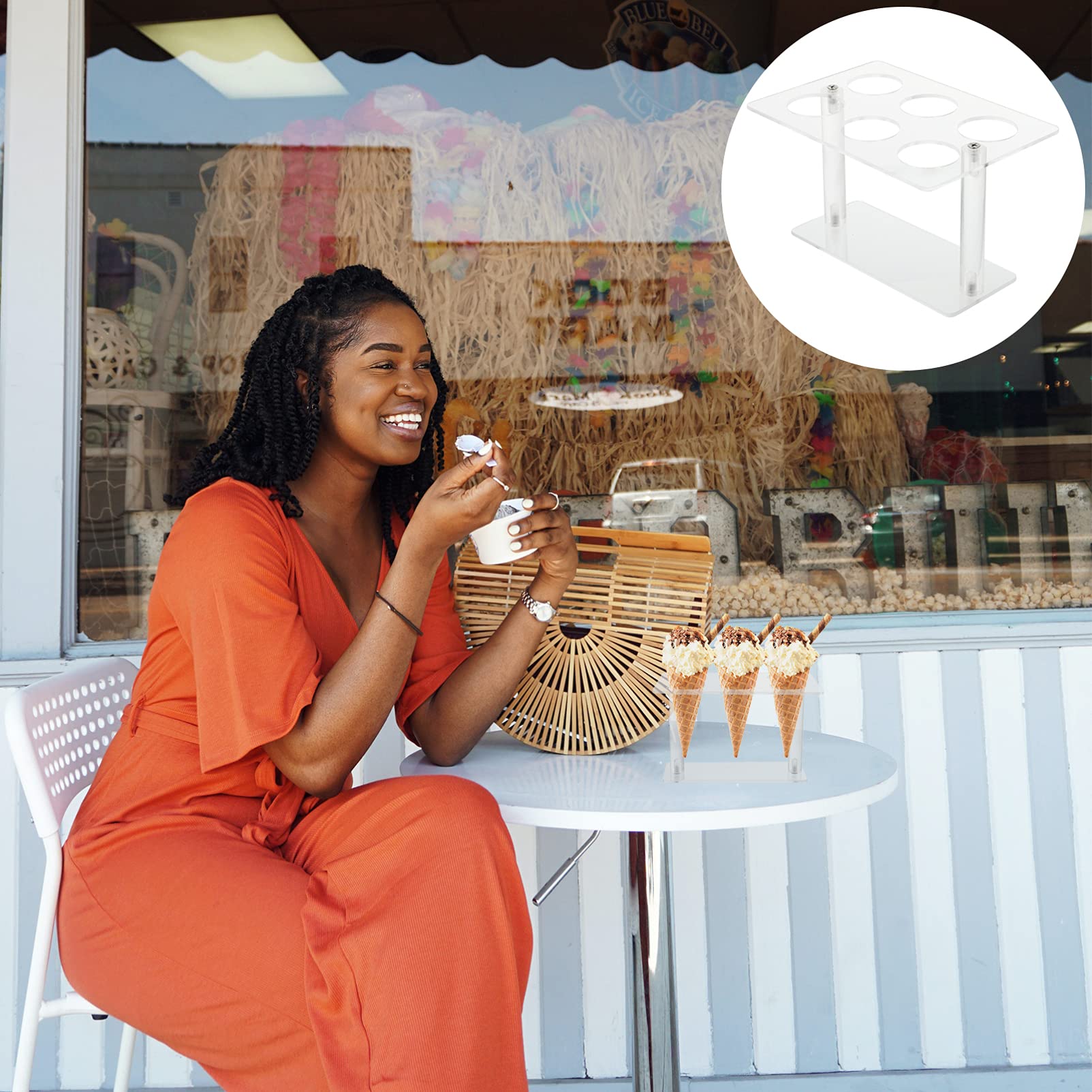 Cabilock Supporto Per Gelato E Dessert In Acrilico Trasparente - Espositore Per Coni, Popcorn, Patatine, Sushi Per Feste E Buffet