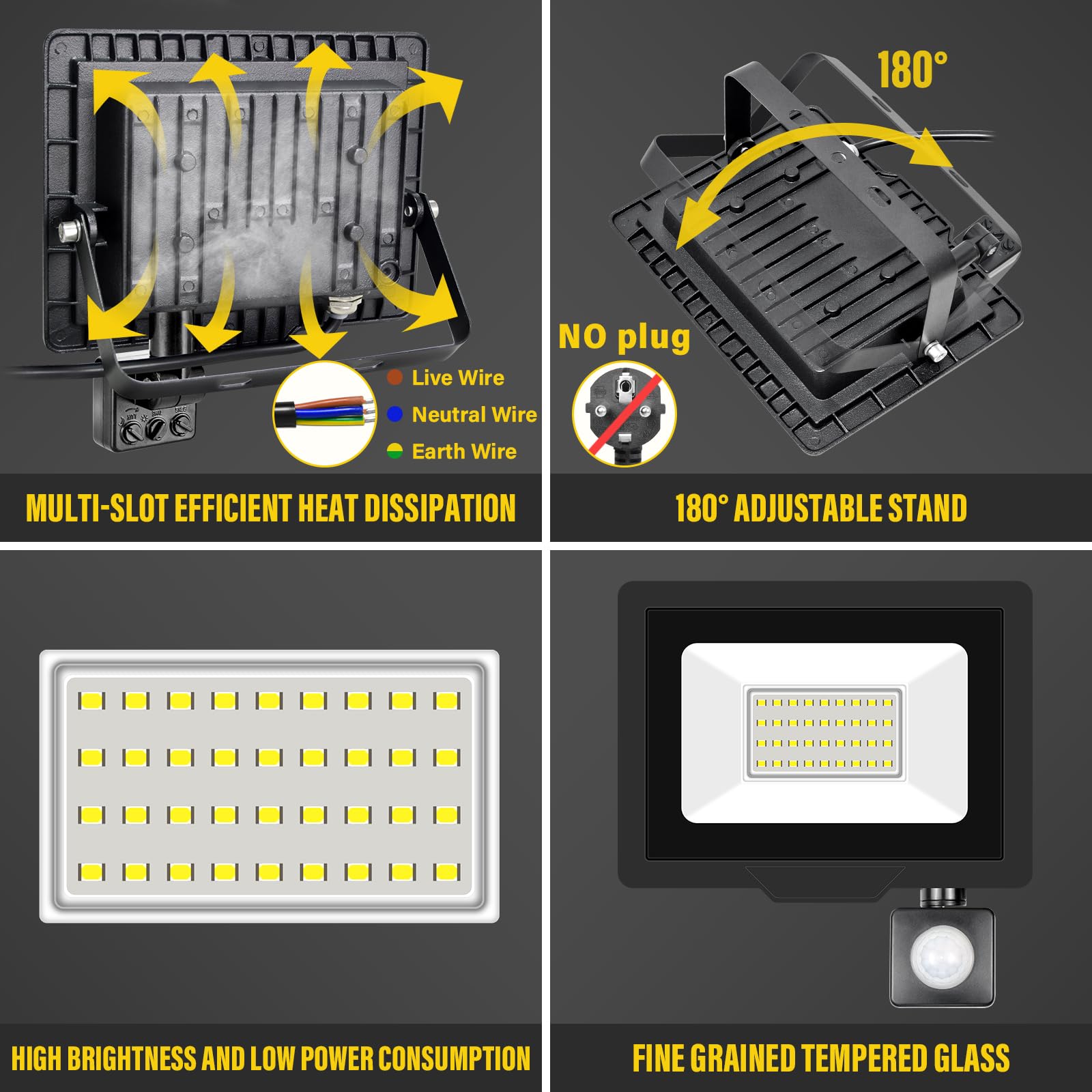 RIGIDON 30W Motion Sensor Light Outdoor 3000LM Super Bright LED Flood Outdoor Lights 6000K Daylight White IP66 Waterproof Security Lights for Garden Garage - Image 2