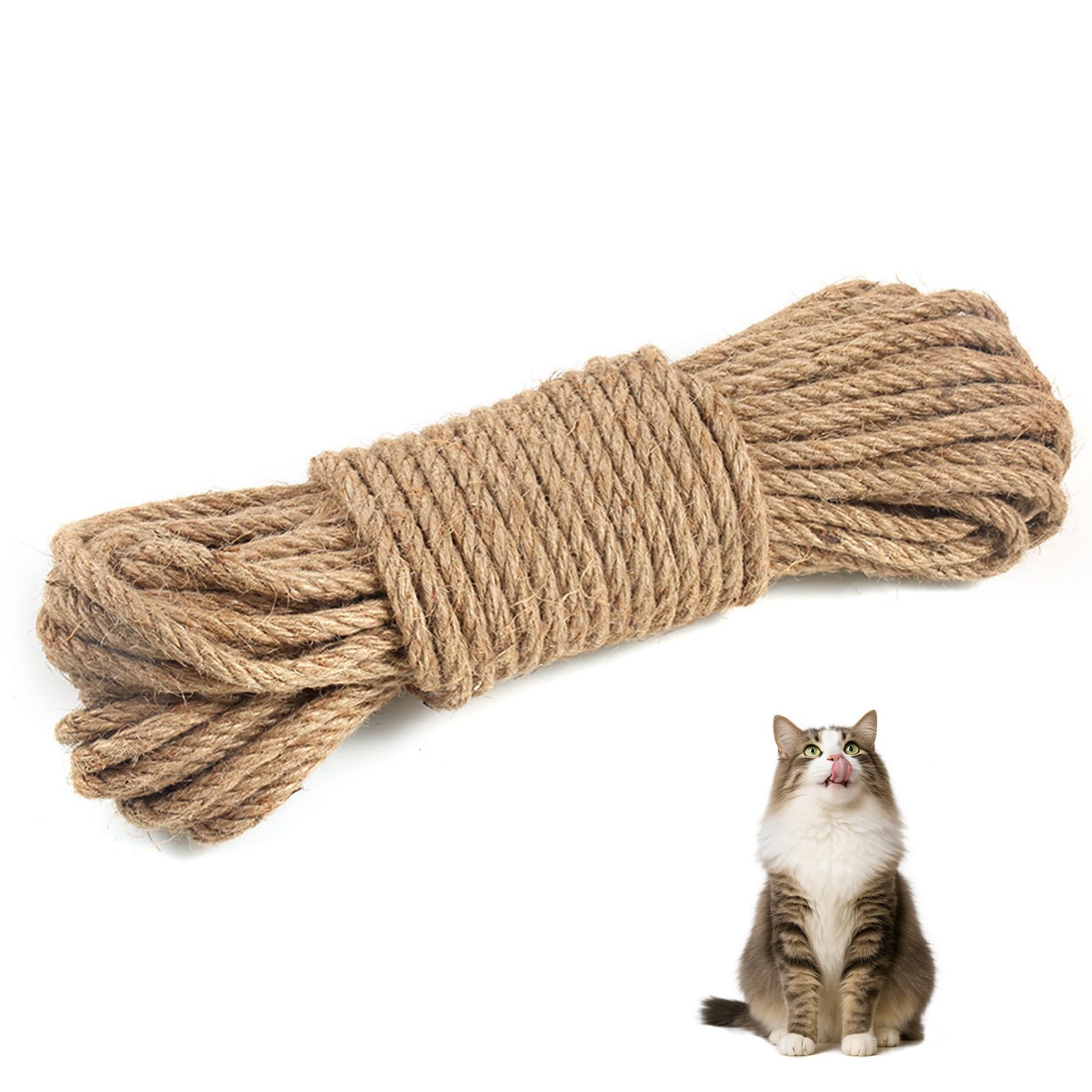 30M Sisal Rope for Cat Scratcher, 6MM Rope for Scratching Post