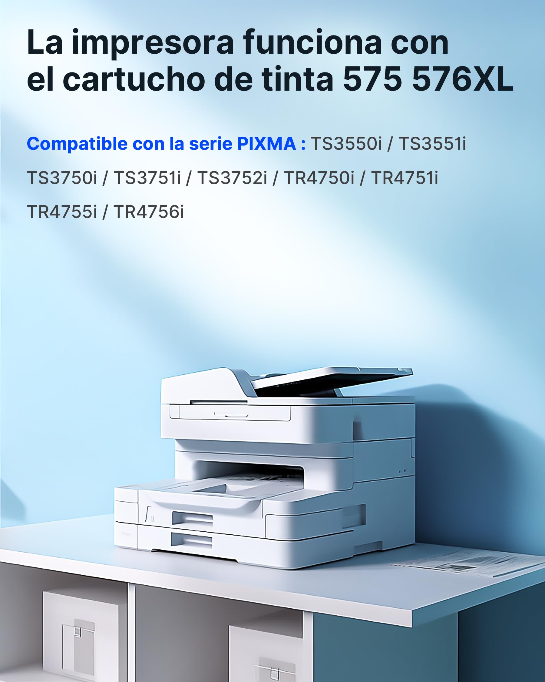 PG-575 CL-576 XL PG-575XL CL-576XL Cambio de Cartucho de Tinta para Canon 575 576 XL Cartucho de Tinta PG575 CL576 para PIXMA TS3550i TS3551i TS3750i TR4750i TR4755i（Negro Colour）