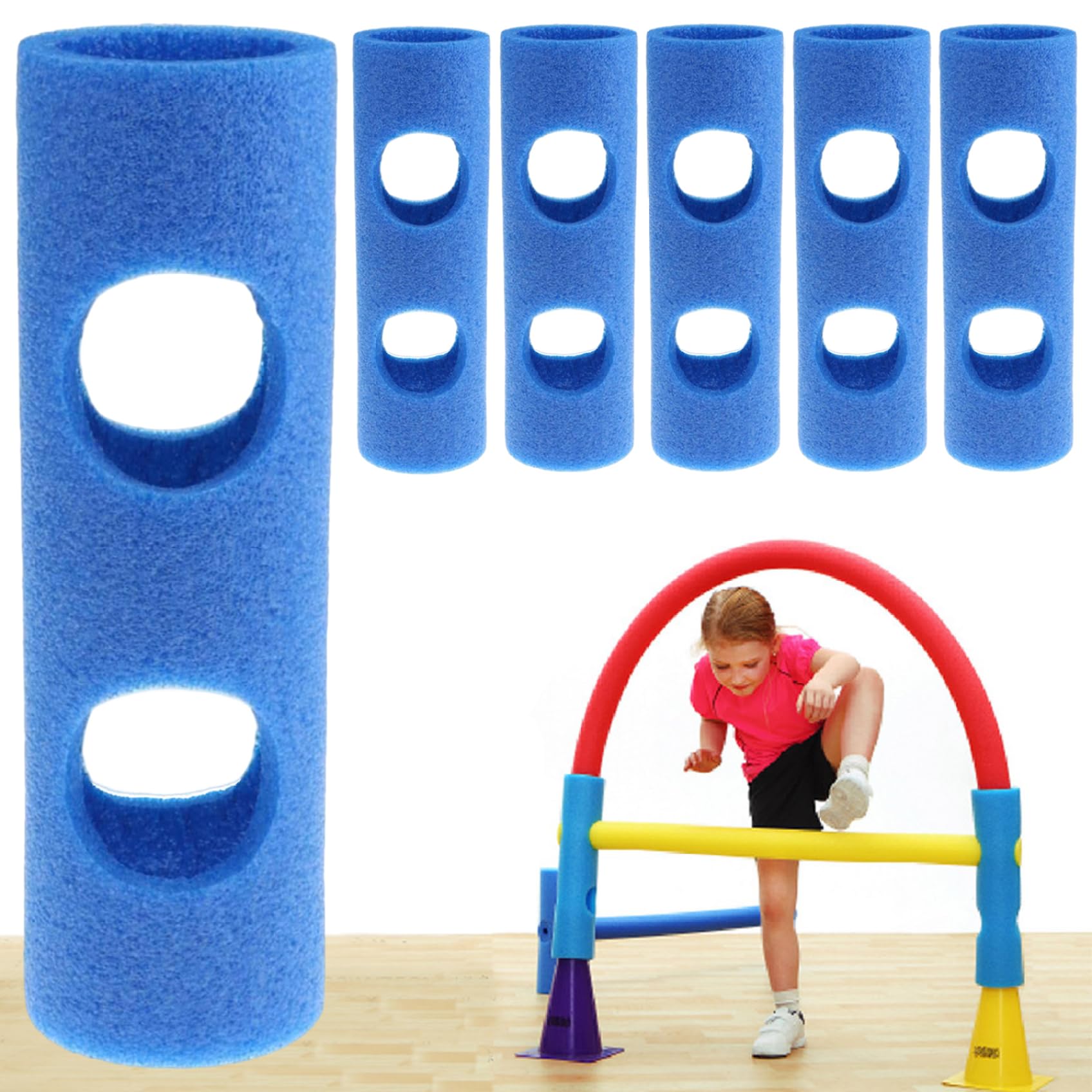 6 Stück 2, 56 x 11, 81 Zoll Leichter Schaumstoff-Poolnudelverbinder mit 2 Löchern, praktische Schwimmtrainingshilfen für Kinder und Erwachsene