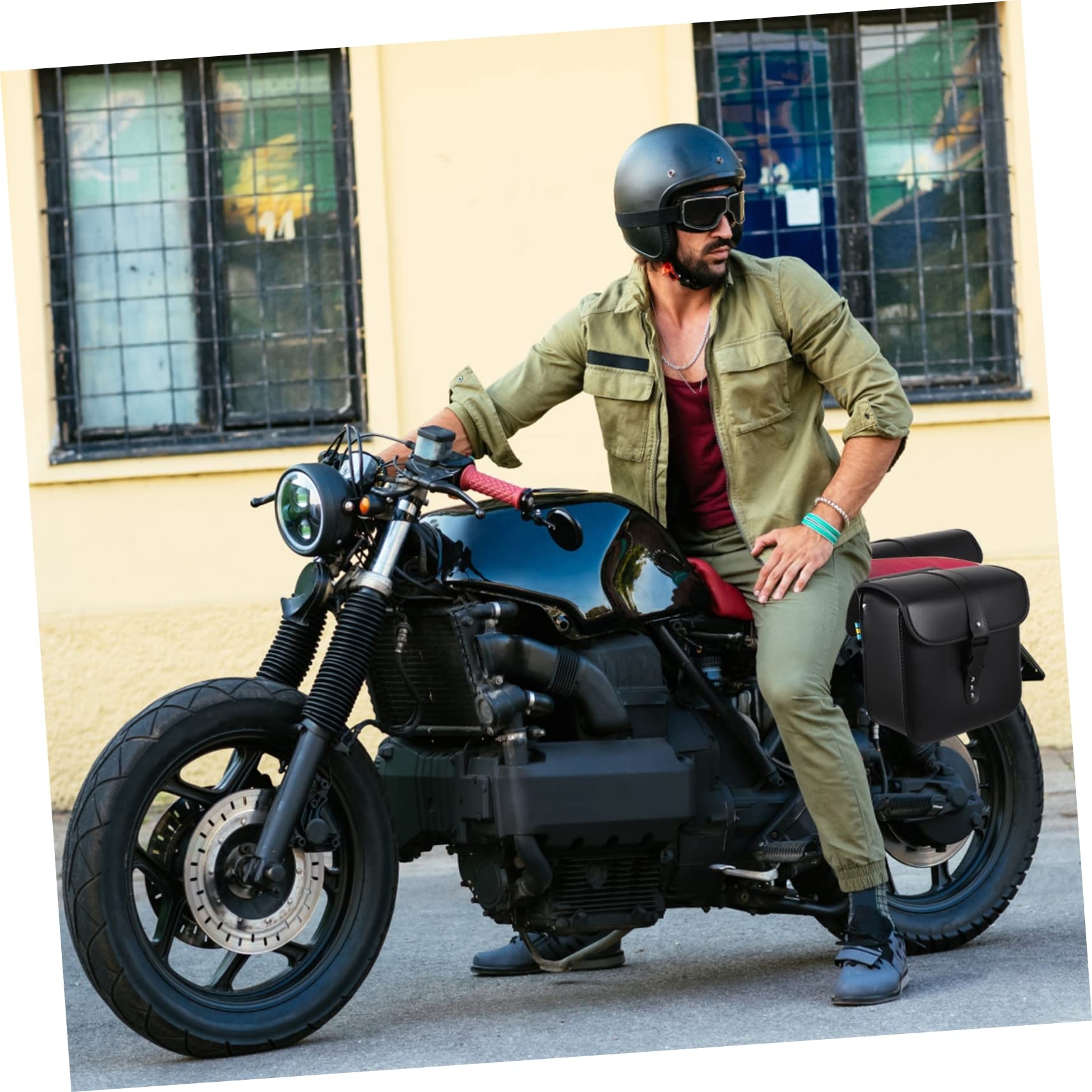 Zerodeko Motorradtasche Seitentasche aus Pu Schwarz mit Seil für Motorrad und Satteltaschen für Fahrrad Kinder