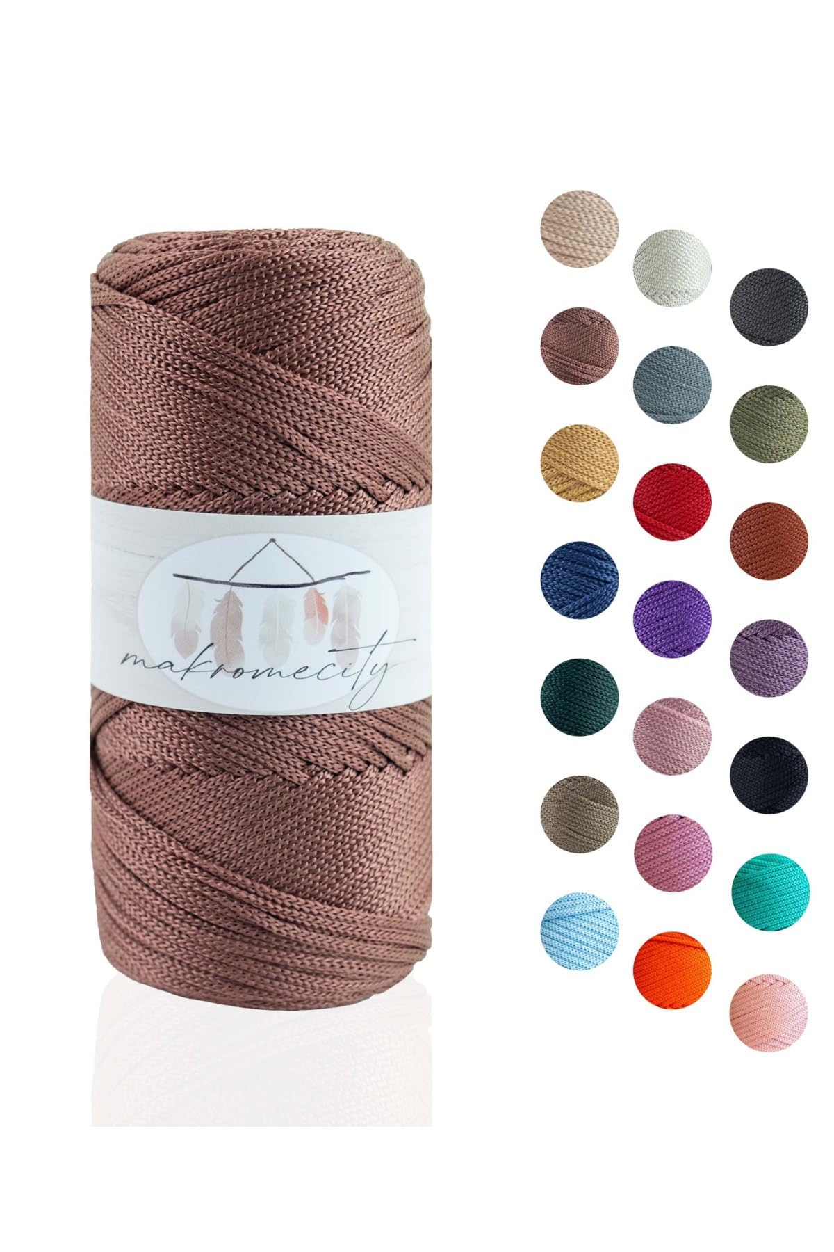 Macrame Yarn 2mm x 115m Premium Polyester Macrame Cord Polypropylene Yarn for Crafts Home Decorations Placemat Shoulder Bag Handbag Runner Pacifier Chain 20 Colors