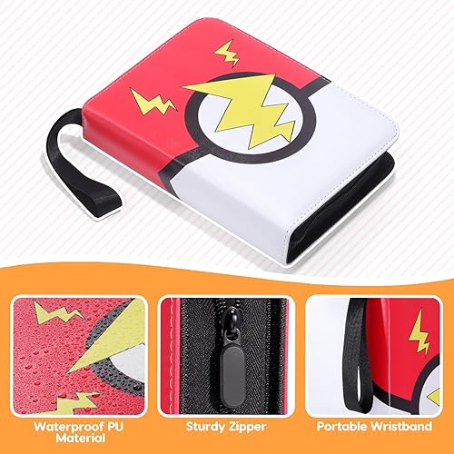 Miniatura 9 de FAMOMI Carpeta de tarjetas de 4 bolsillos, coleccionista de tarjetas coleccionables con 50 fundas extraíbles, 400 bolsillos para tarjetas portátil