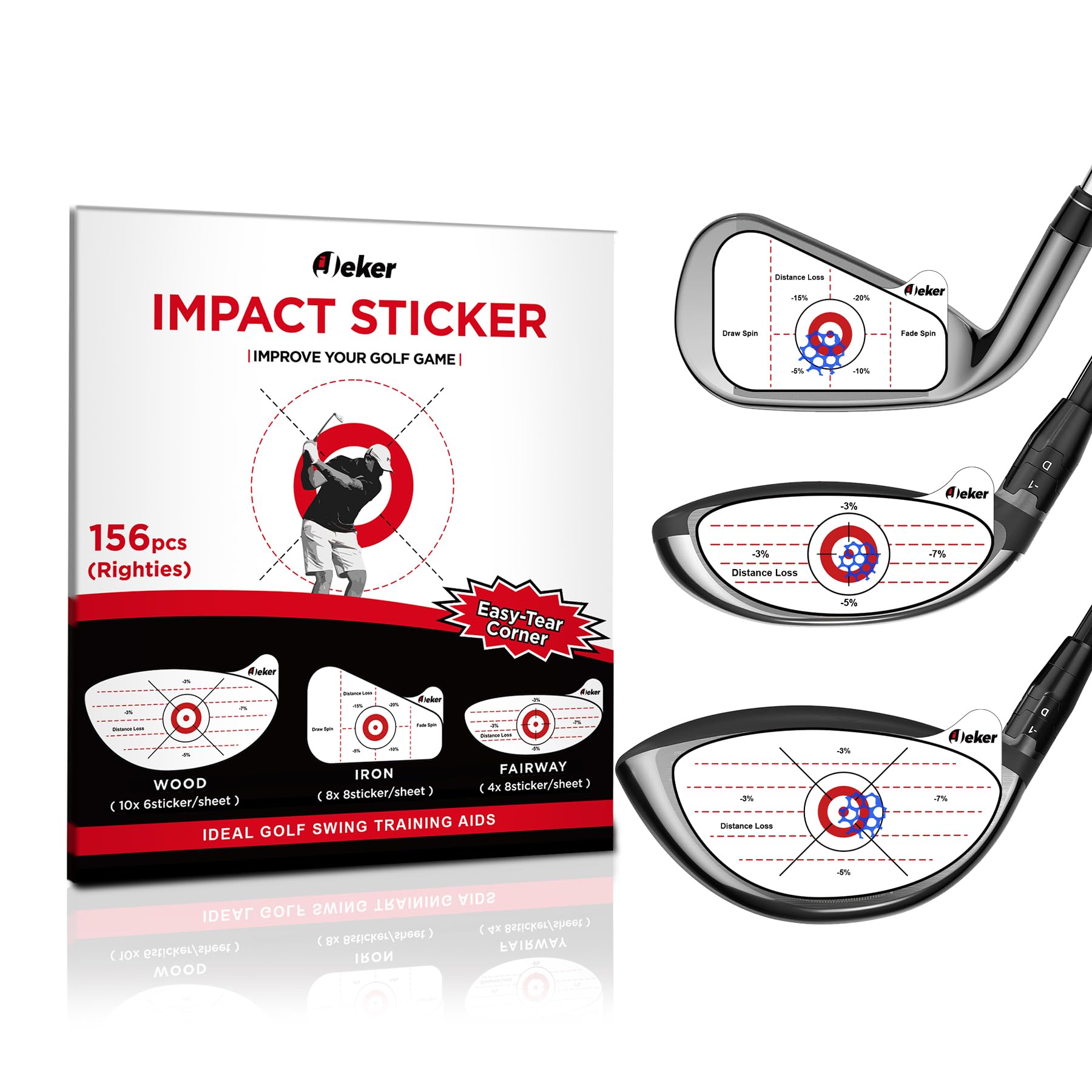 Golf Impact Tape - High-Resolution Strike Stickers for Iron, Wood & Fairway Clubs, Non-Residue, Swing Training Aid Impact Labels