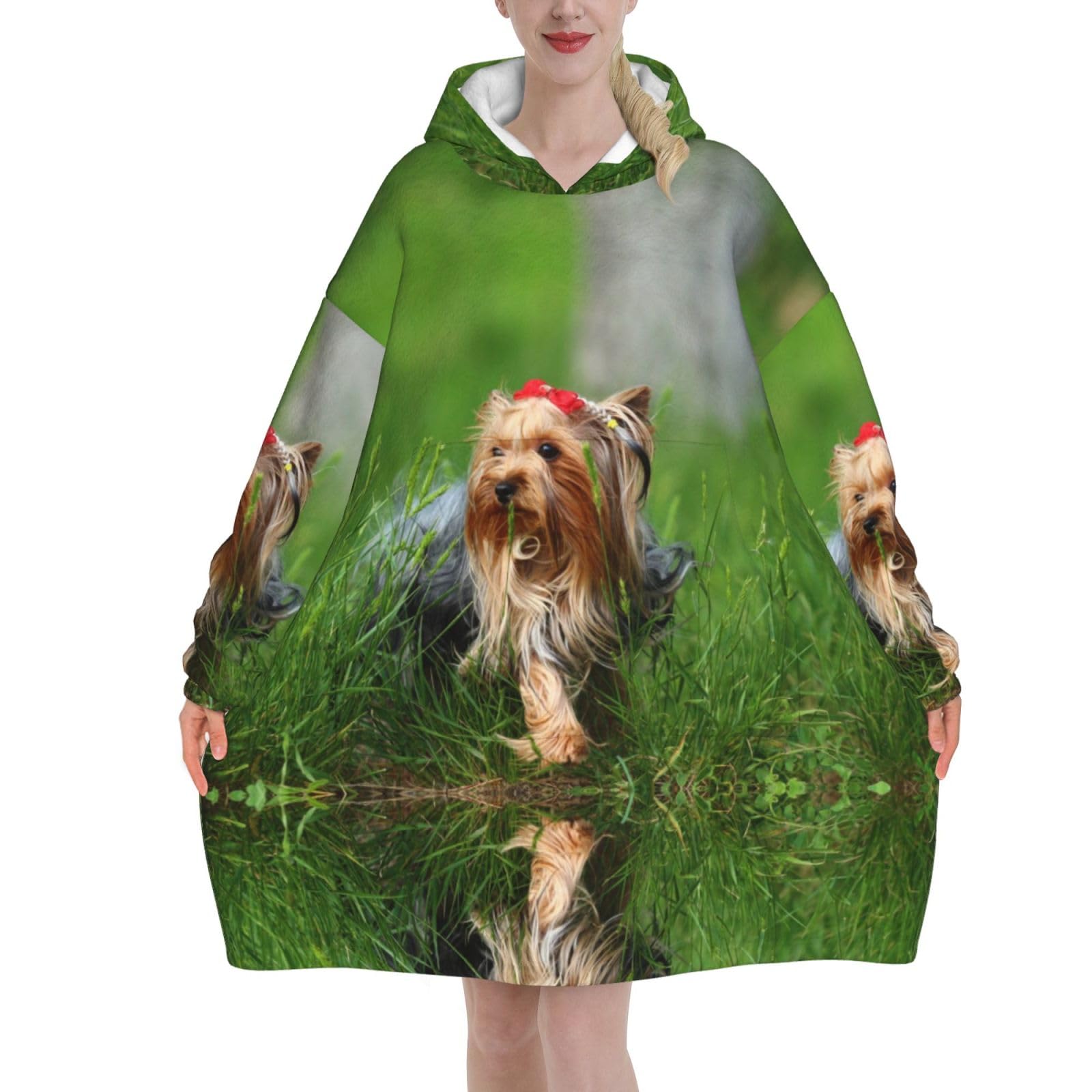 Couverture à capuche Yorkshire Terrier pour femme en flanelle - 8