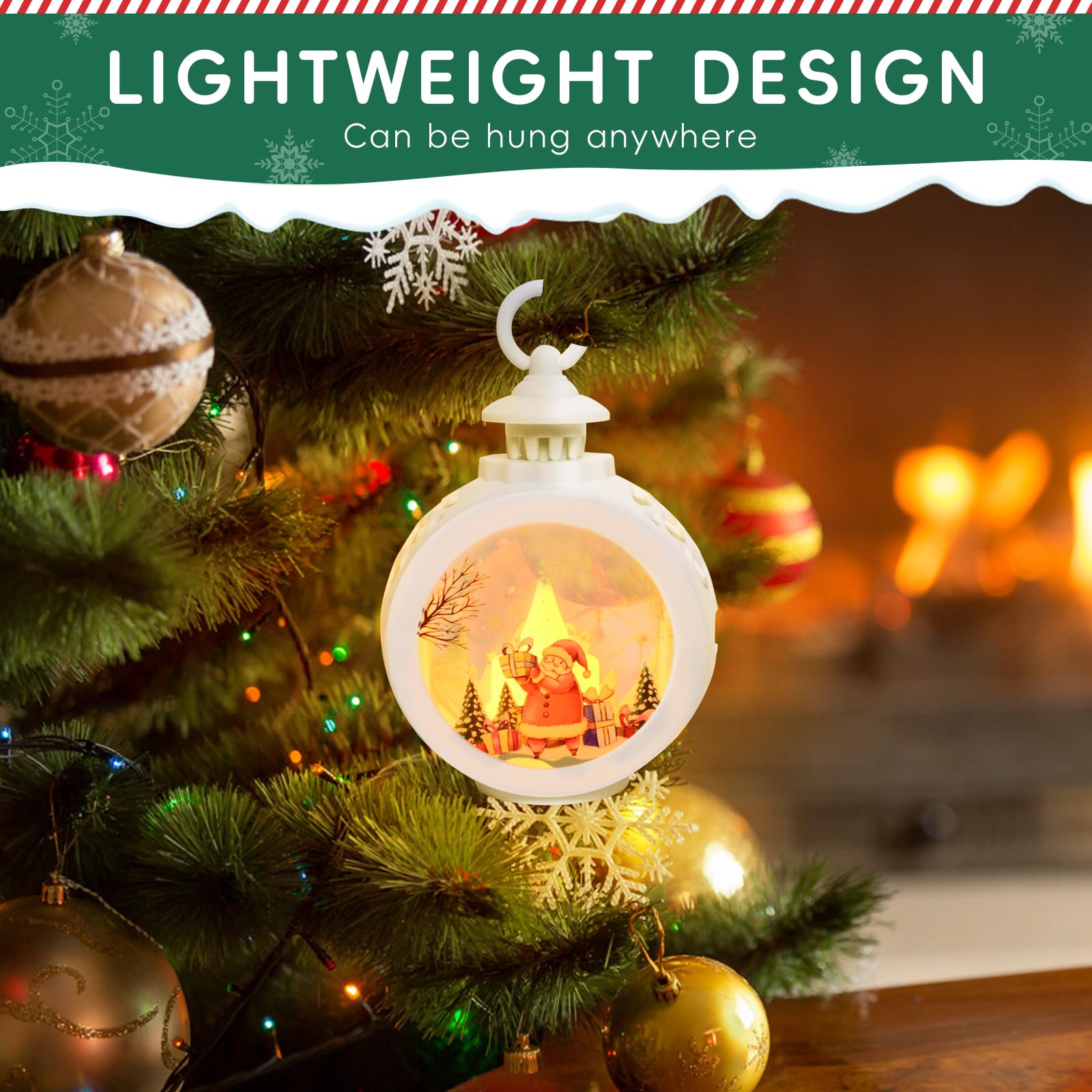 Shapenwin Santa Claus LED Mini Christmas Lantern Hanging Lanterns with Santa Snowman Retro Christmas Decoration for Kids Holiday Gift and Home Decor Outdoor and Indoor