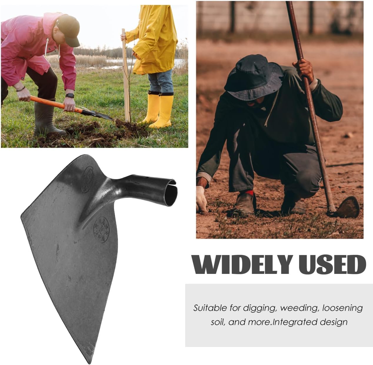 YARNOW Manganese Steel Garden Hoe 10 Inch Wide Blade Durable Farming Tool for Digging Weeding and Soil Loosening with Rust Resistant Design