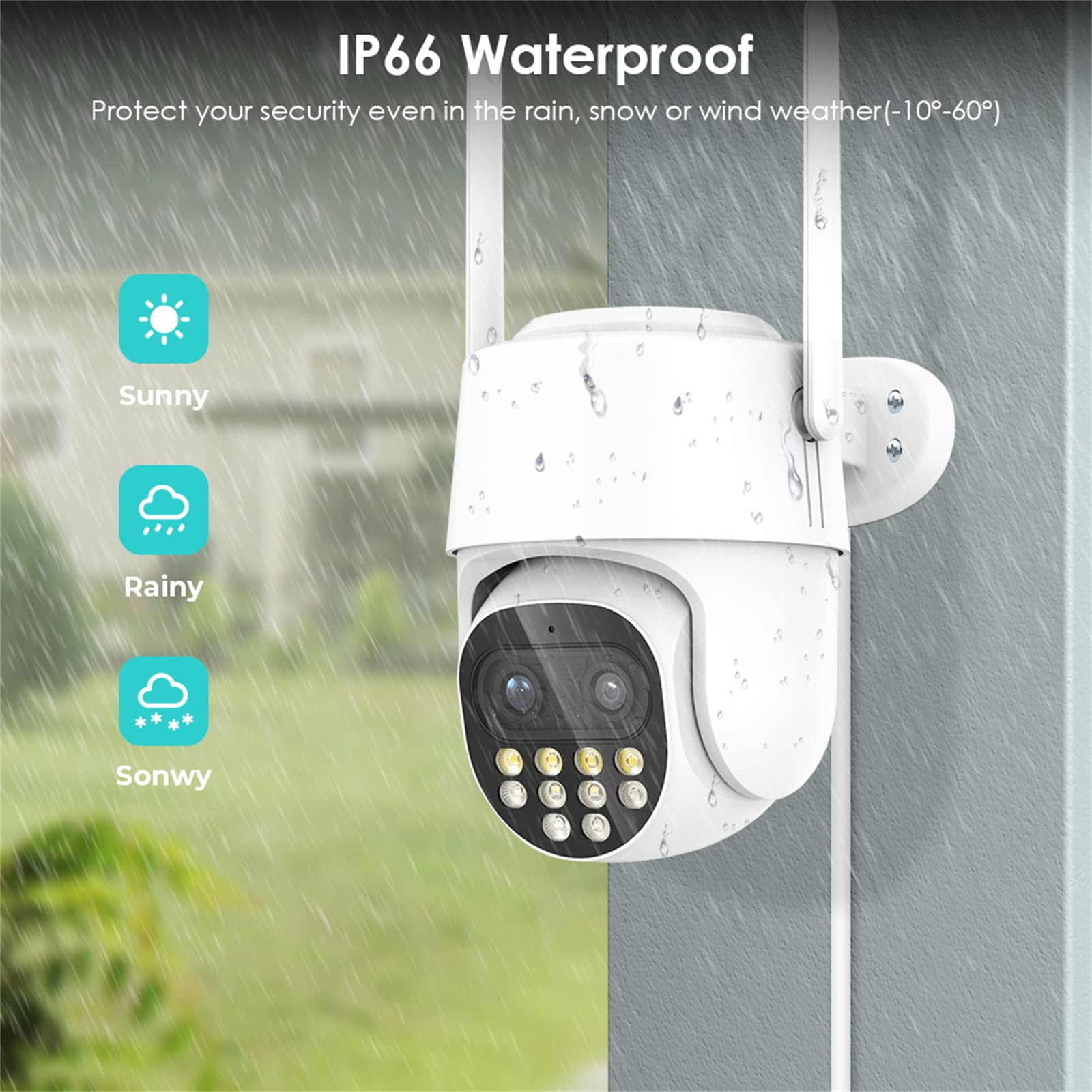 Cámara De Seguridad 2K para Exteriores, Cámara IP WiFi PTZ De 4MP, Lente Dual, Detección Humana Ai, Seguimiento Automático, CCTV, Visión Nocturna En Color, Conversación Bidireccional,with 64g Card