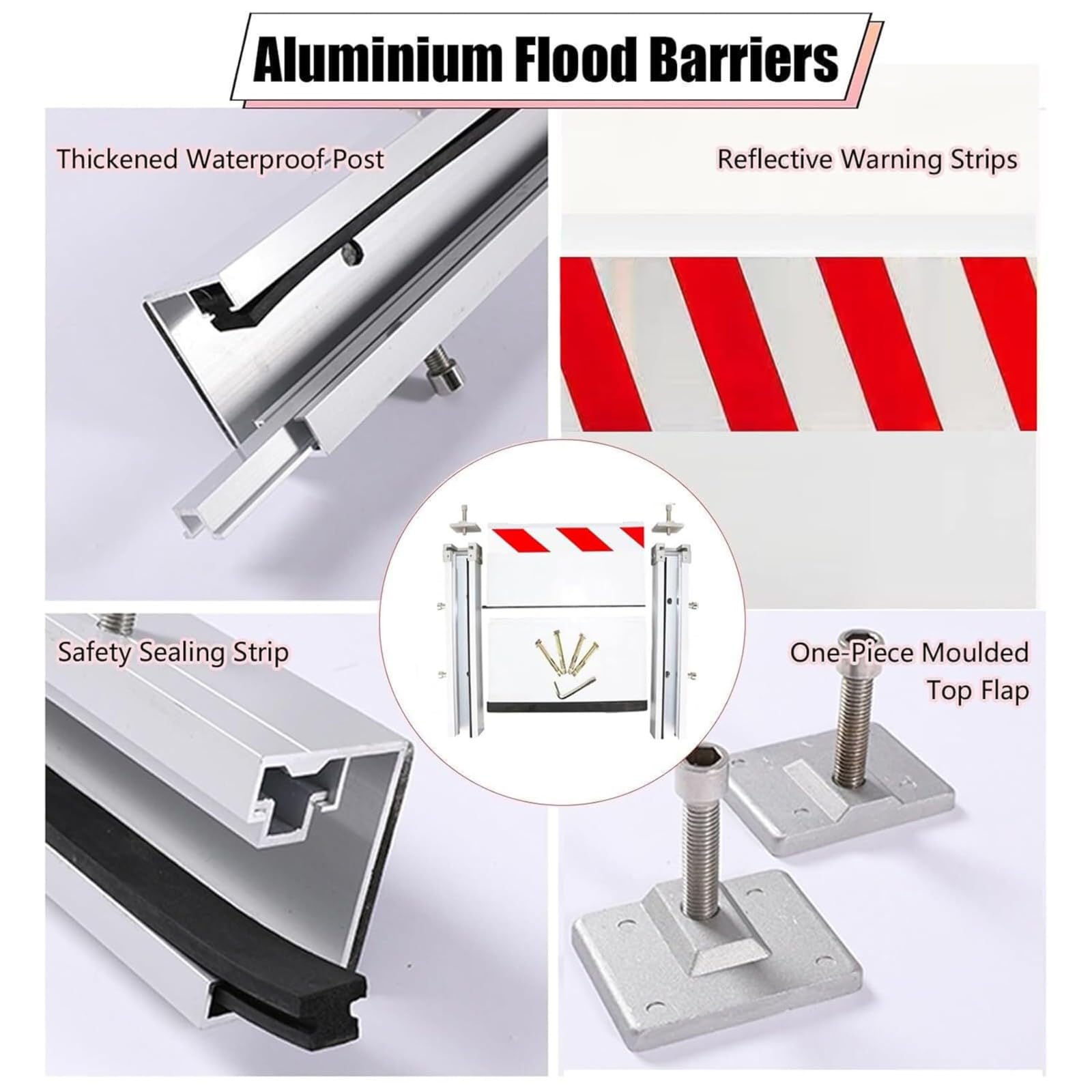 Aluminio Barrera Contra Inundaciones 95x60CM barrera para inundaciones barrera anti inundaciones puertas garaje Barreras Contra Inundaciones Extraíbles y Reutilizable
