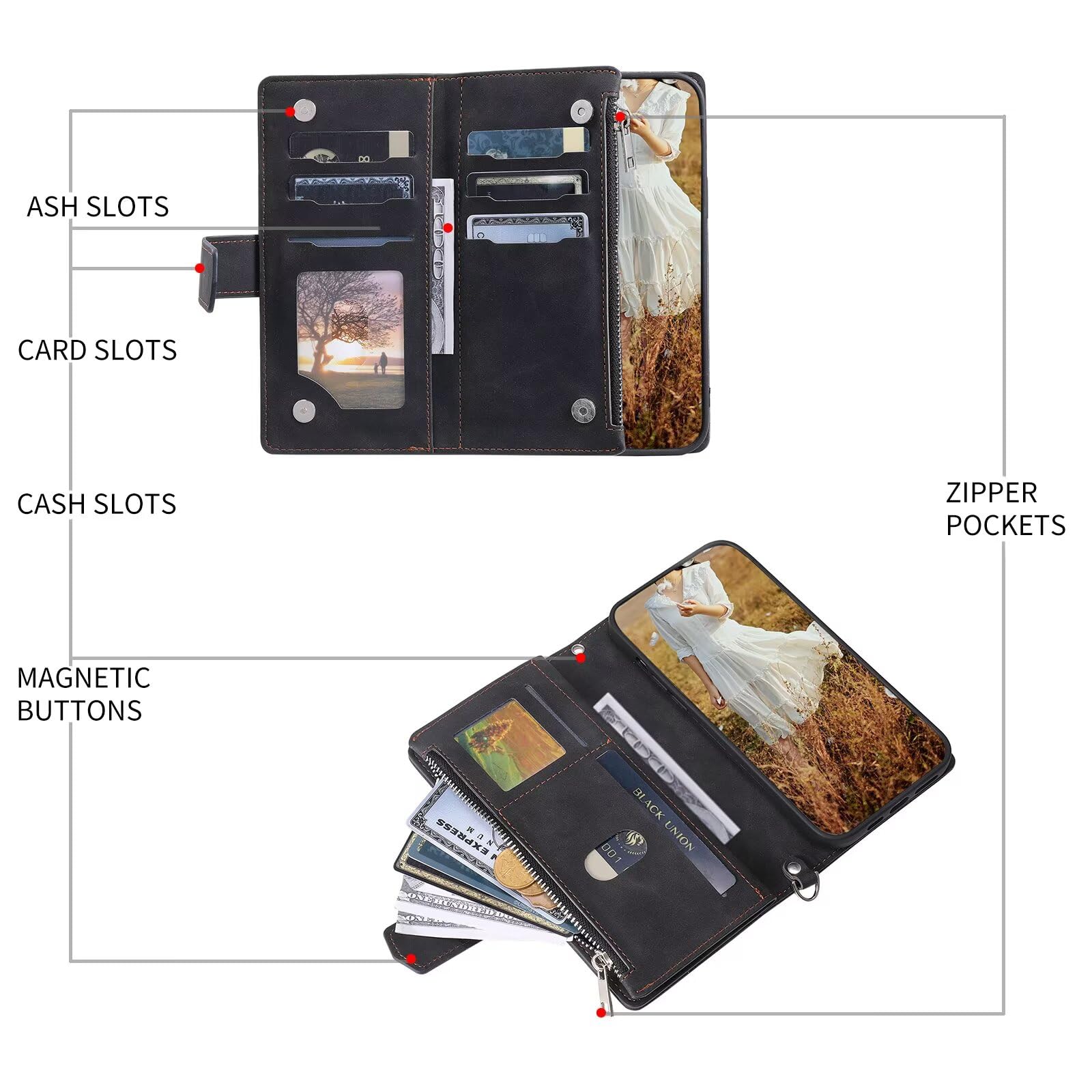 Cover Portafoglio Magnetica Per Huawei Mate 10 Pro – Pelle PU Con 9 Slot Per Carte E Laccio Tracolla – Blu