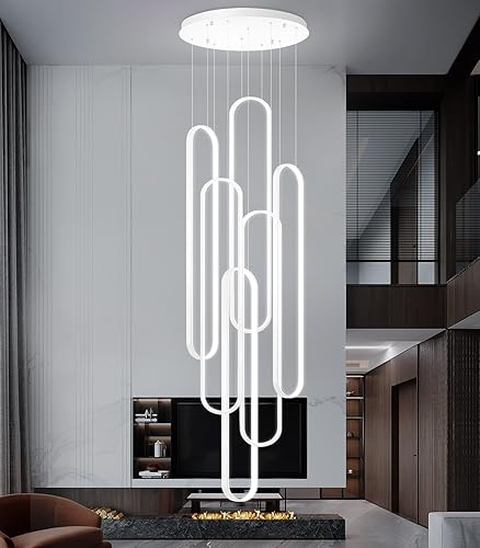 Miniatura 11 de Candelabros LED modernos para entrada de vestíbulo, techo alto, lámparas de escalera largas, regulables, montaje empotrado, alto recibidor,