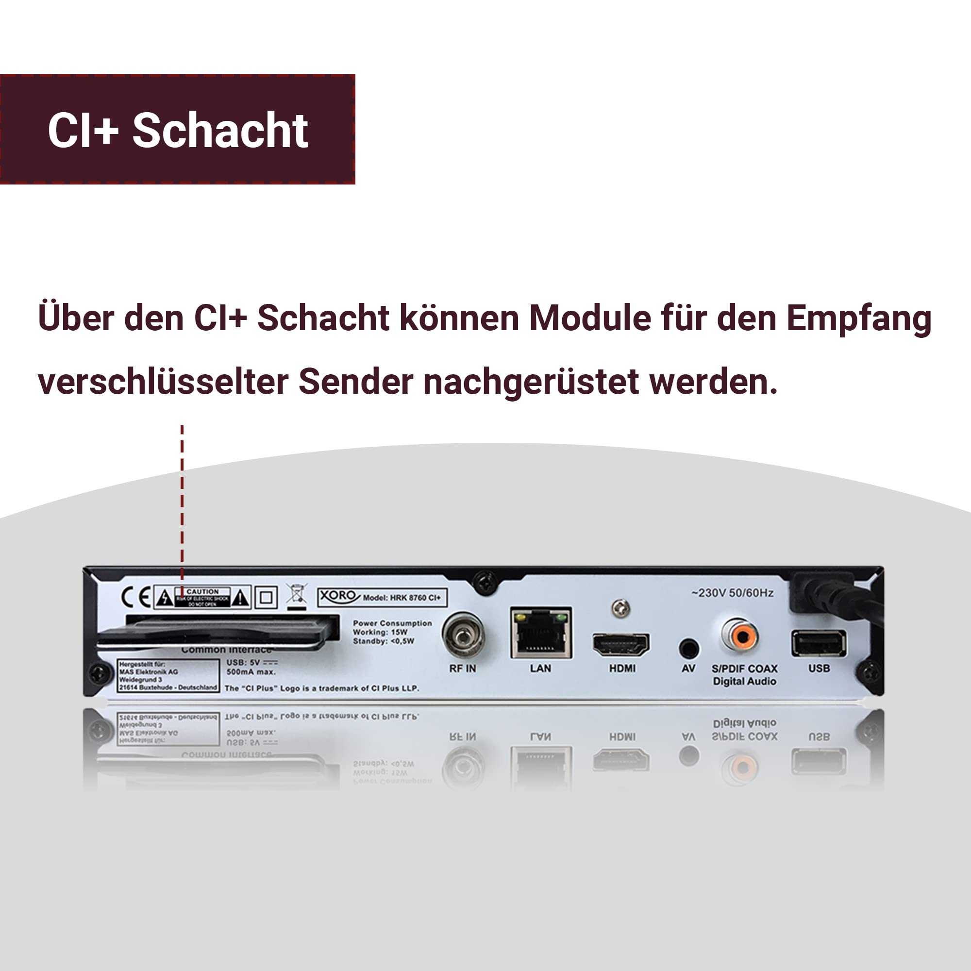 XORO HDTV Receiver für digitales Kabelfernsehen (DVB-C) HRK 8760 CI+, HDMI, PVR-Ready, Timeshift, CI+ Schacht für PayTV, S/PDIF, USB 2.0, Mediaplayer, schwarz