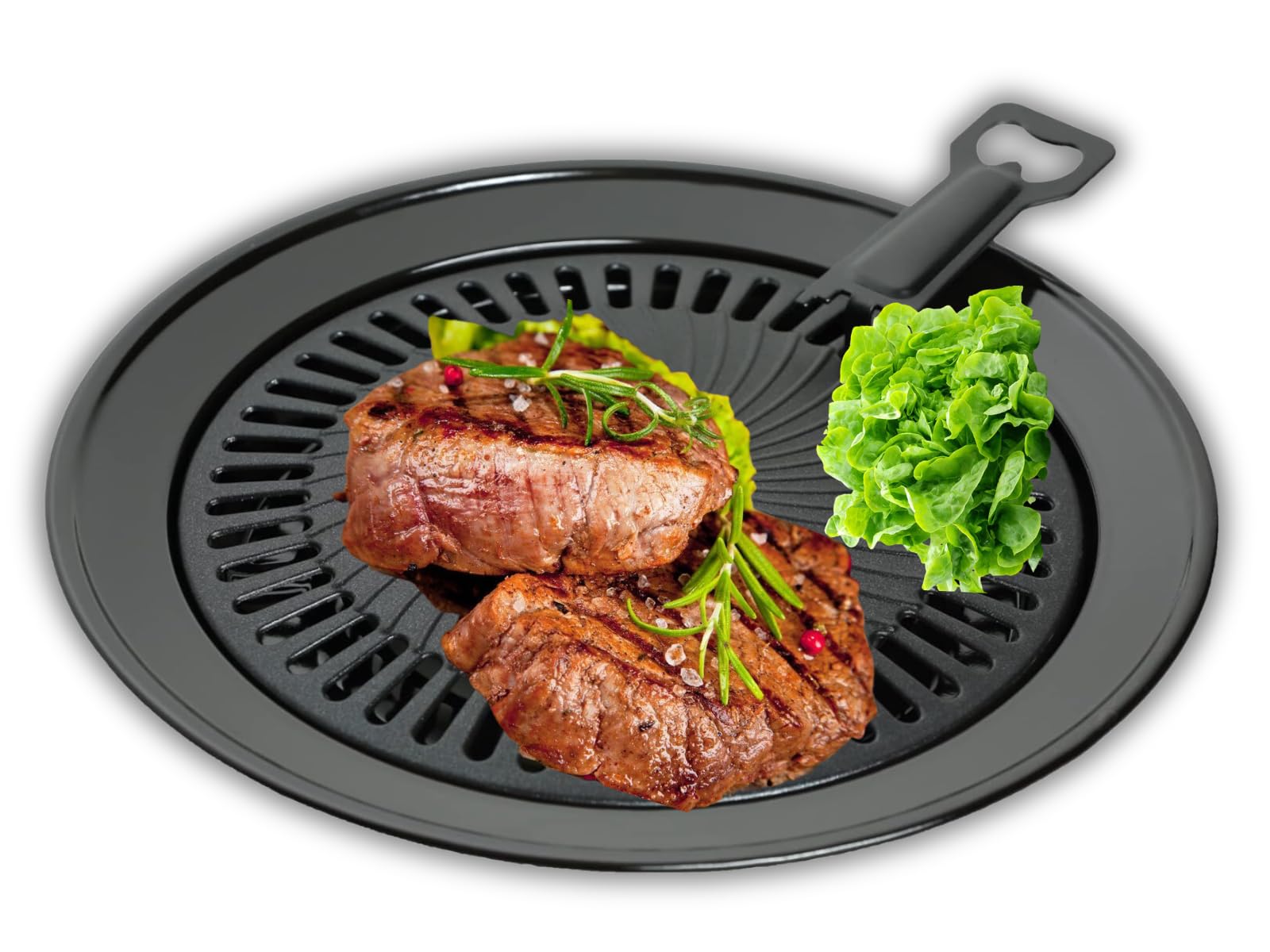 INVIDA Camping Jack Grillplatte, Grillaufsatz für tragbare und Propan Gaskocher, BBQ-Grillplatte, mit Fettauffangschale & Grillplattenheber, Antihaftbeschichtung, Outdoor-Camping-Zubehör, Ø32 cm