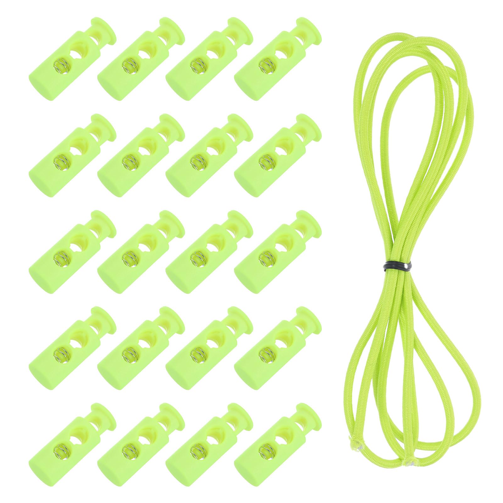 uxcell 25 Pcs Double Hole Cord Locks with 39Inch Elastic Shock Cord, Plastic Spring Toggle Stopper Clip with Stretch String for Shoelaces Drawstrings