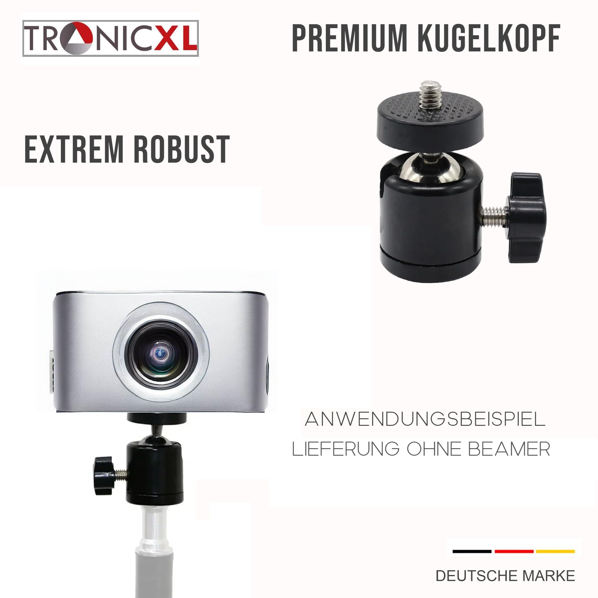 TronicXL 210cm Ständer für Mini Beamer I Mini Beamer Stativ Bodenständer I Kompatibel mit Anker Nebula Capsule Wimius XGIMI Halterung Max Mars I II II 1 2 3 Pro VANKYO Leisure VicTsing Kugelkopf