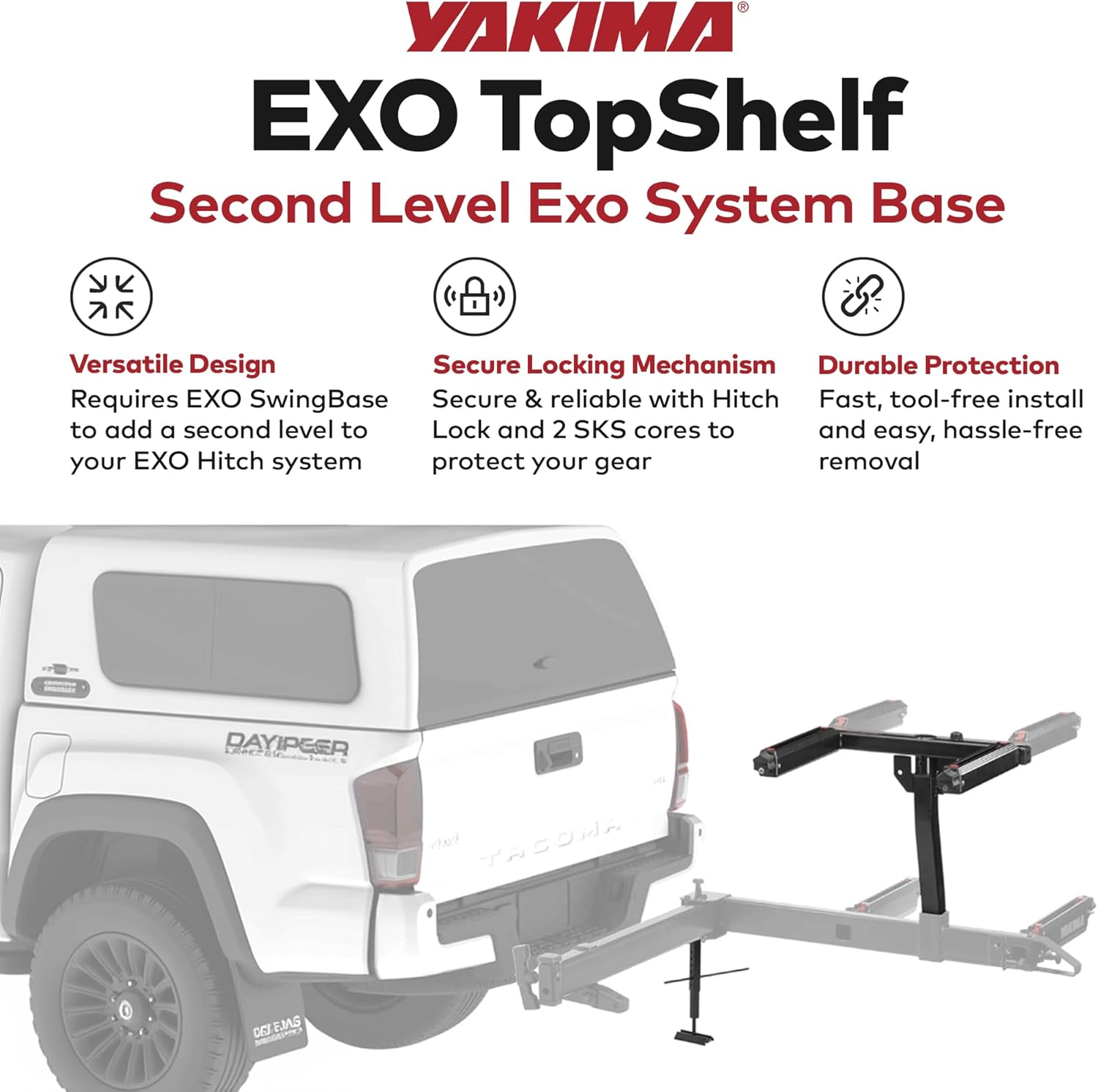 Yakima Second Level Bike or Cargo Carrier Hitch Rack, Rear Vehicle System Base for EXO SwingBase - Accessory Only, EXO TopShelf