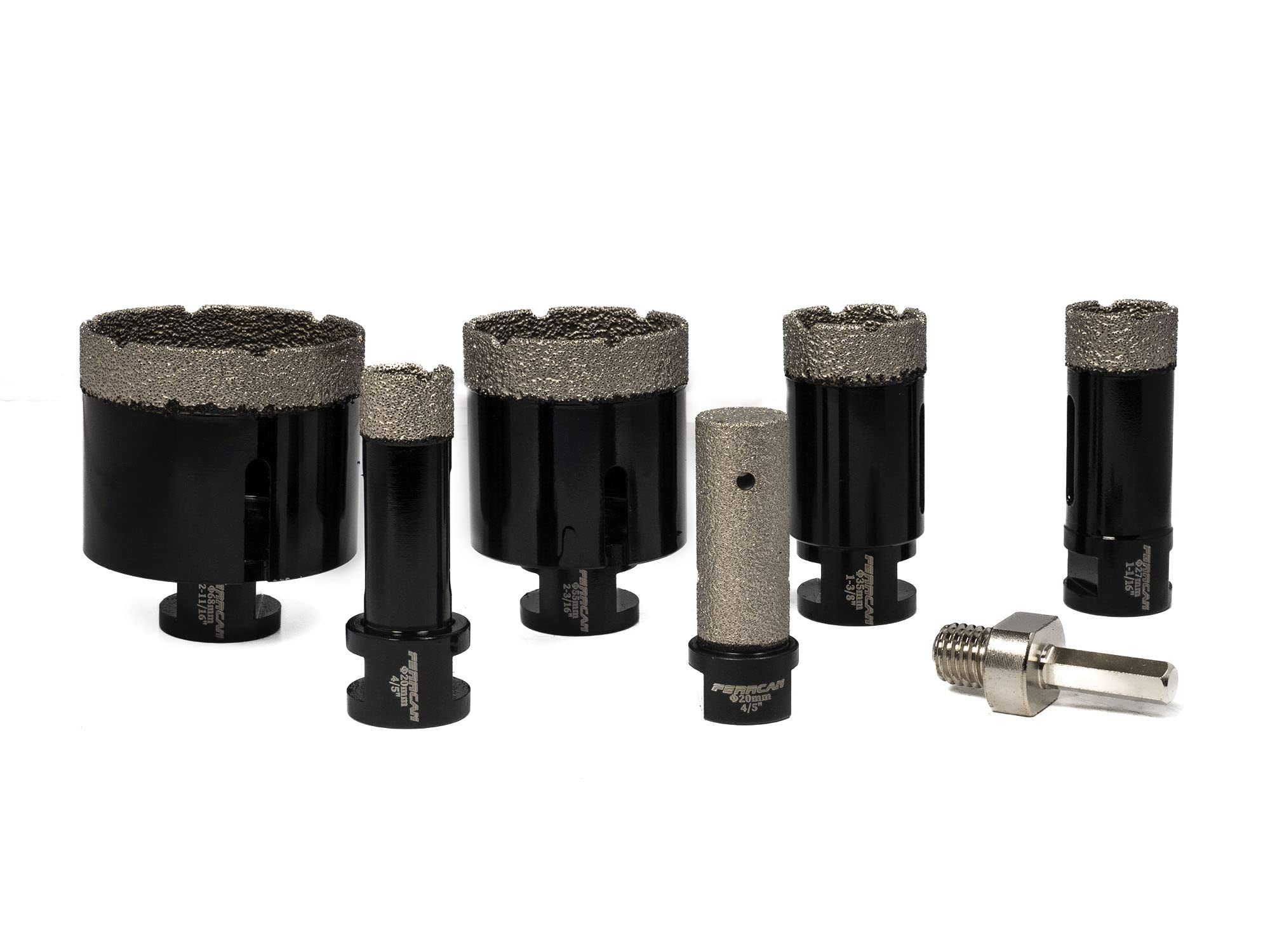 Juego de brocas de corona de diamante Ferrcan para perforar porcelana, granito,ladrillo, marmol etc (7 piezas)