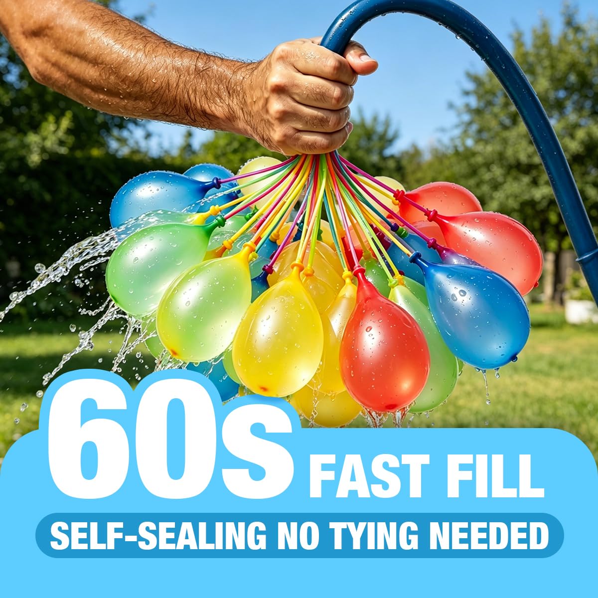 999 Ballons d'Eau à Remplissage Rapide en 60s avec 2 Connecteurs, Bombe a Eau Autoscellante pour Jeu de Plein Air, Fête dans le Jardin et Activités d'Été pour Enfants et Adultes