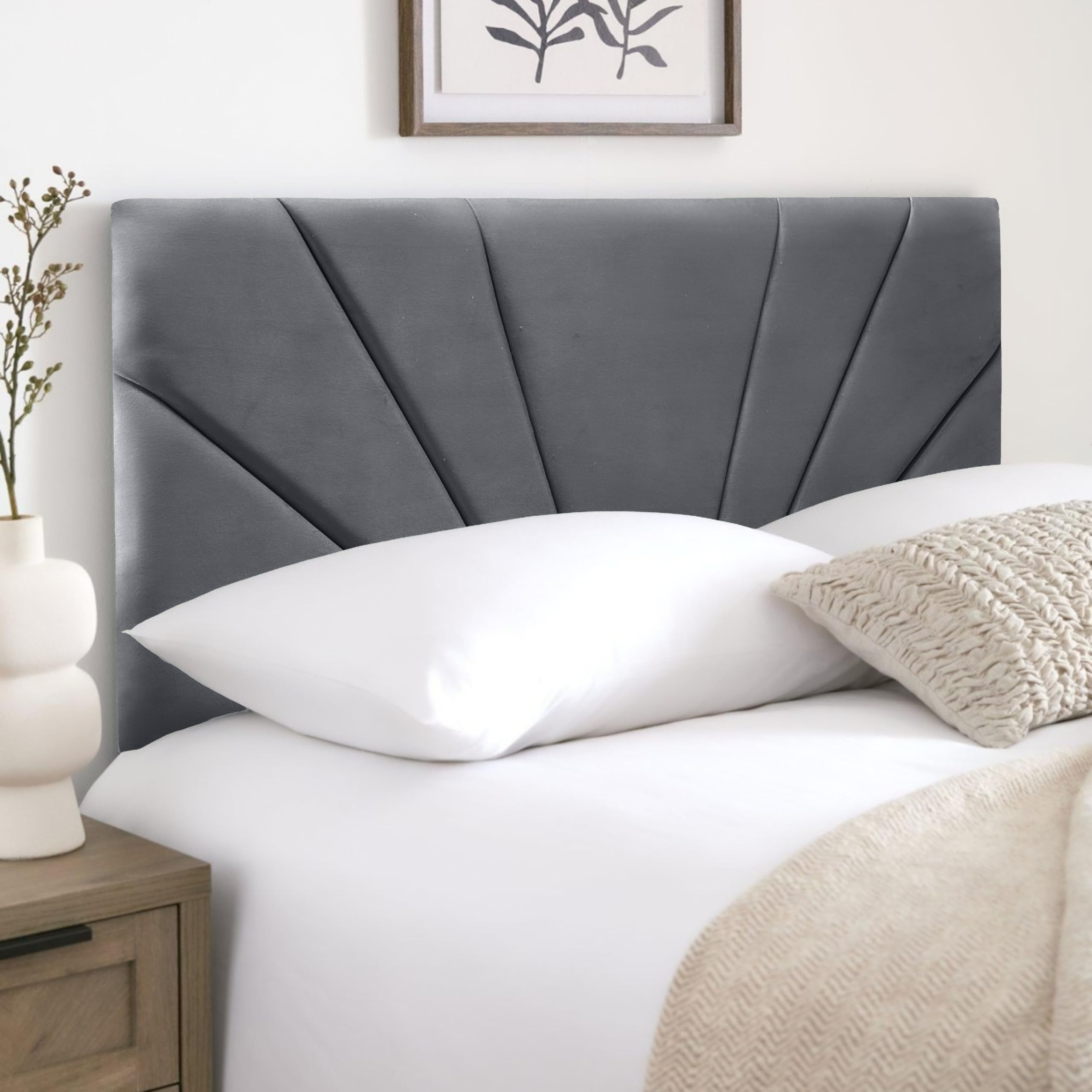 HB-1 Headboards for Beds – Butterfly 24'' Divan Bed Headboard – Headboards for Divan Beds, Bedroom & Hotel Furniture, Elegant Soft Plush Fabric Head Board