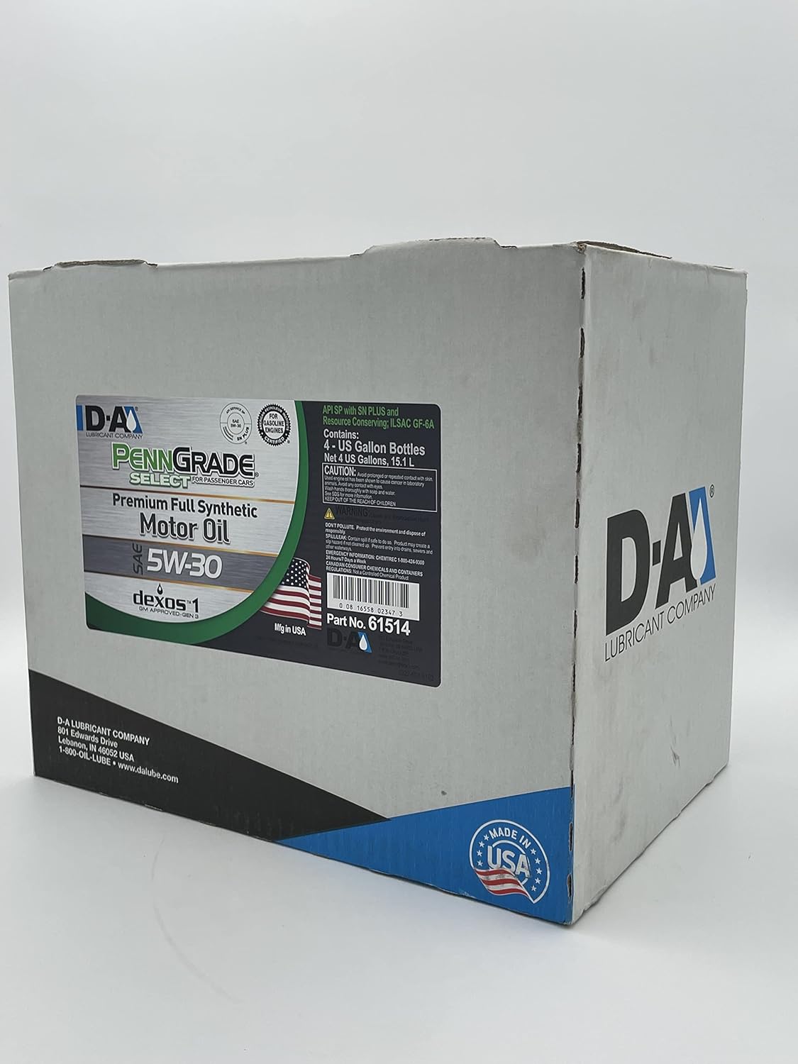 PennGrade Motor Oil | D-A Lubricants | Select Premium Full Synthetic | Dexos1 Approved- Gen 3 |SAE 5W-30 | 4 Gallon Case (16 Quarts)